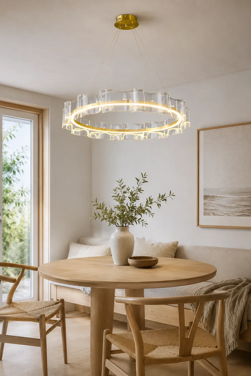 Evette Creative Ring Metal/Arcylic Pendant Light, Gold - Lumpaz