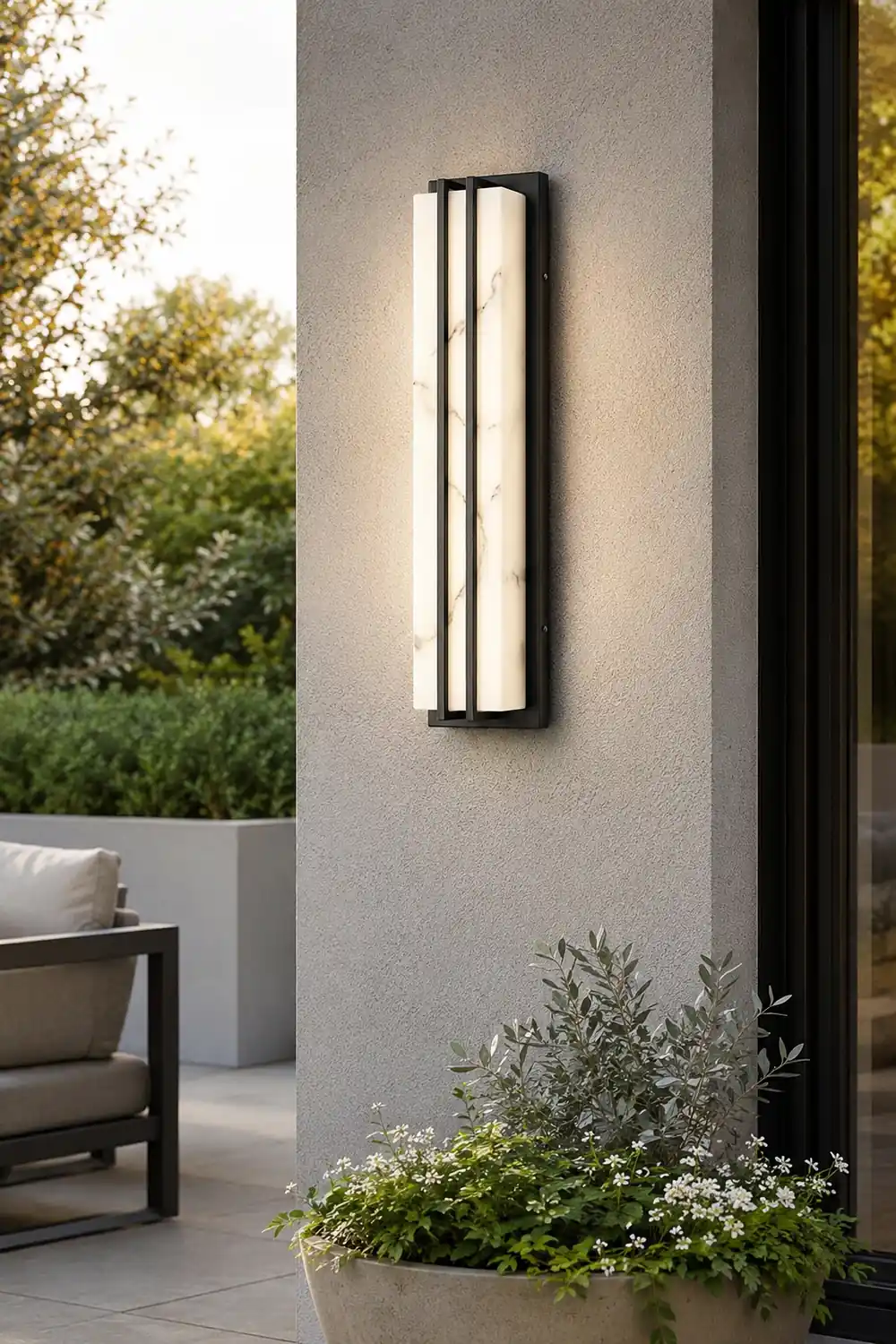 Minimalist Resin Waterproof LED Black Modern Outdoor Wall Light Fixture - Lumpaz
