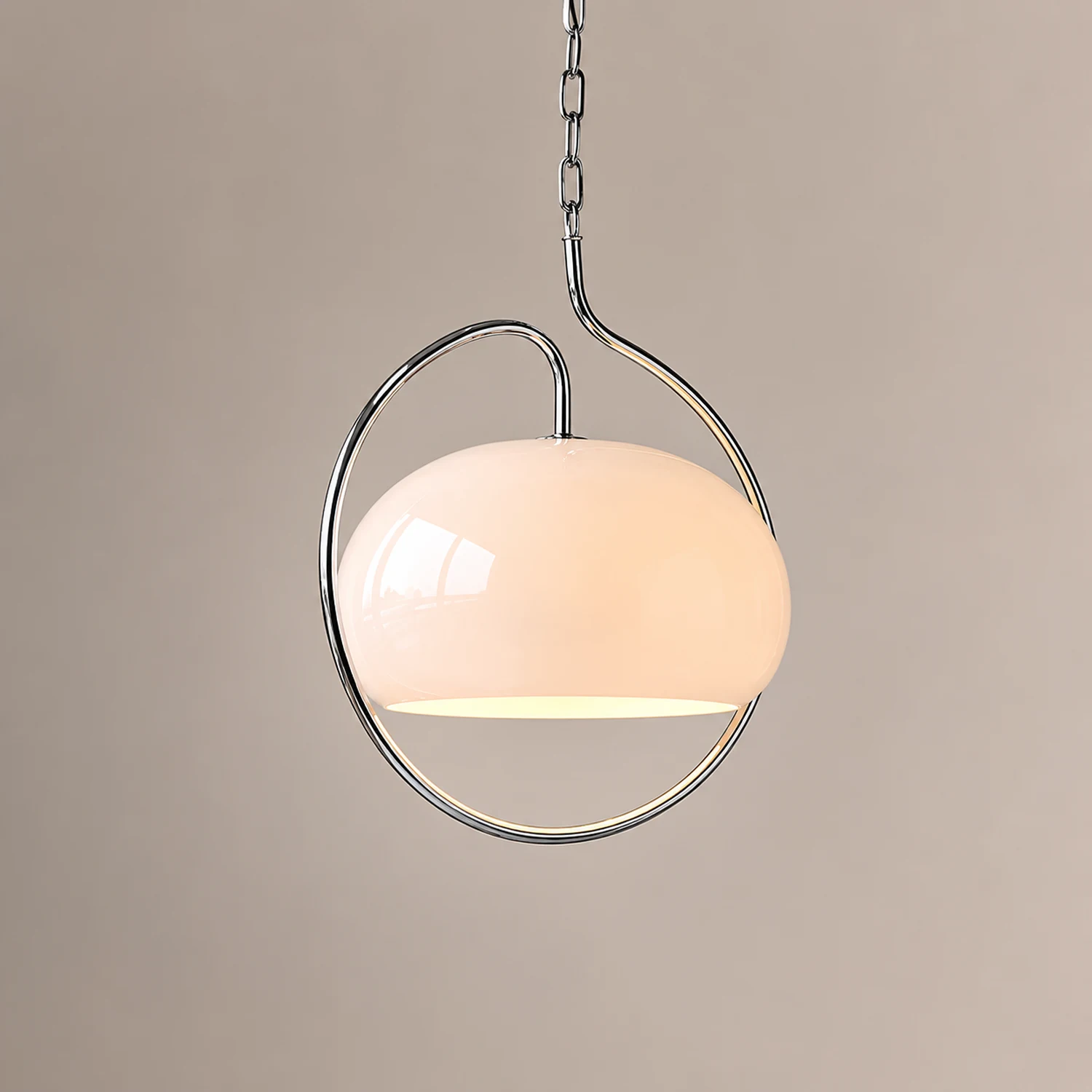 Hailie Retro Glass Pendant Light, Brown/White - Lumpaz