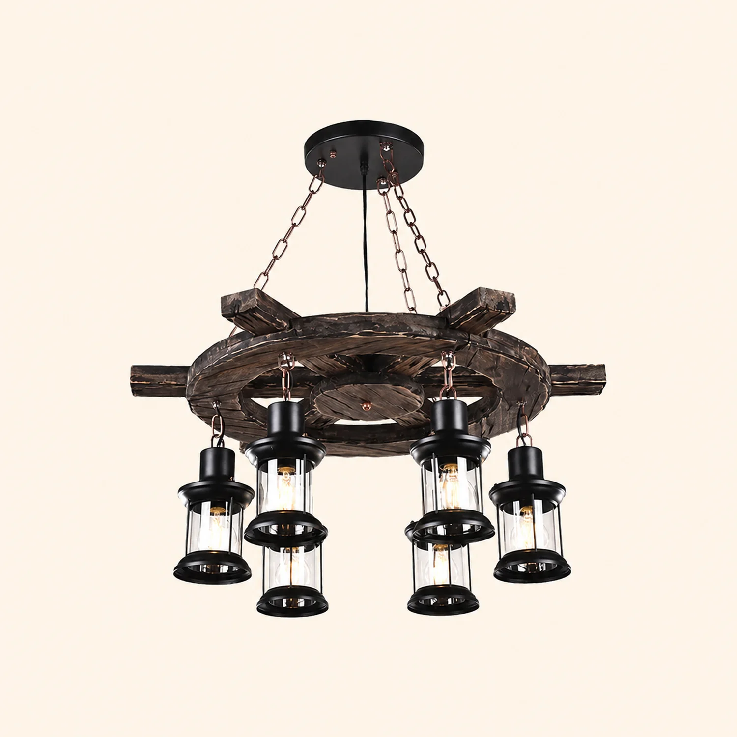 Austin Pendant Light, Wood & Metal, 31" - Lumpaz