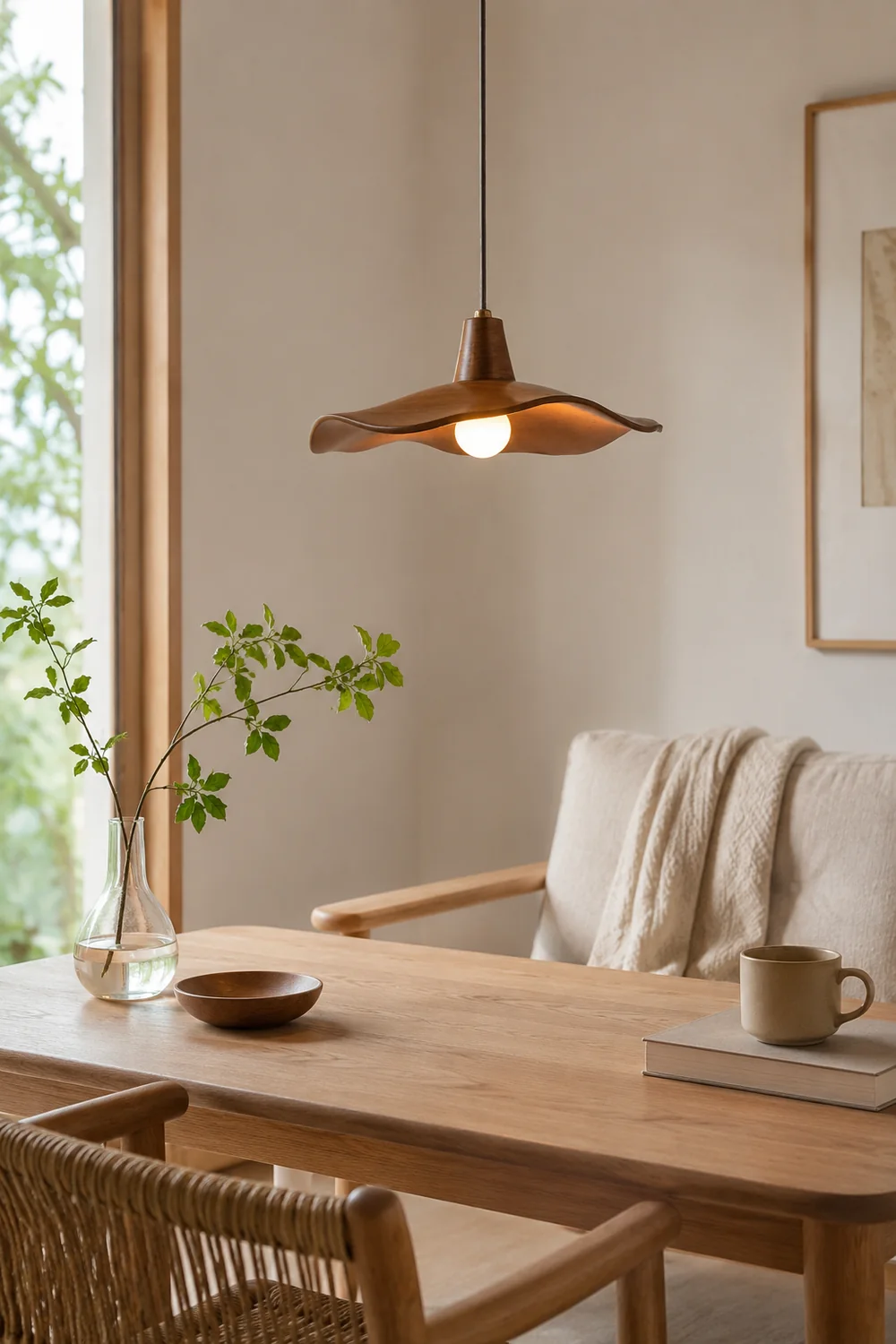Carins Pendant Light Wave Retro, Mahogany/Resin, Dining Room - Lumpaz