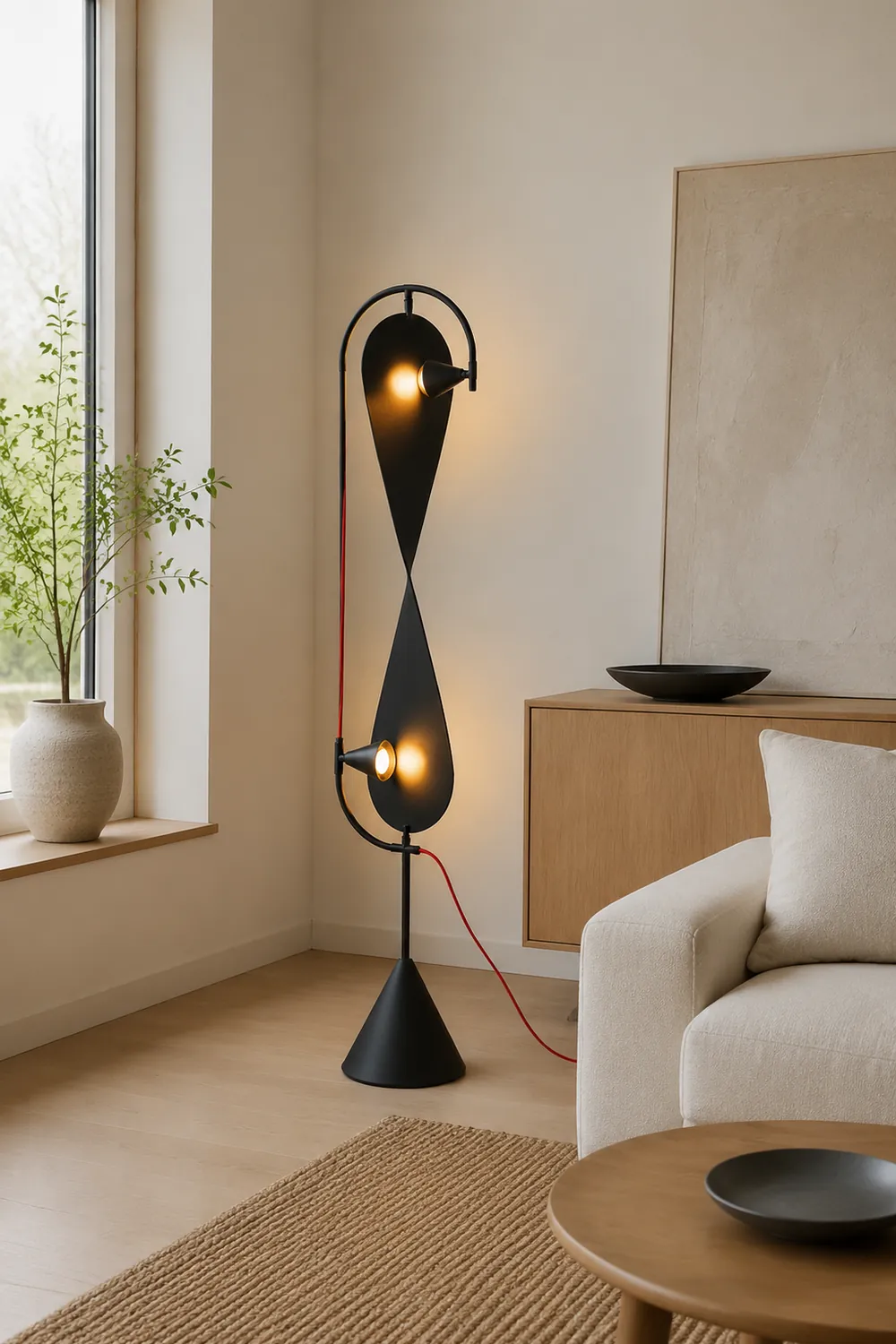 Salgado Modern Minimalist Geometric Metal Floor Lamp, Black - Lumpaz