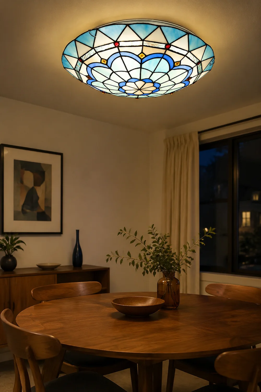 Eryn Flush Mount Glass Colorful Ceiling Light, Bedroom - Lumpaz