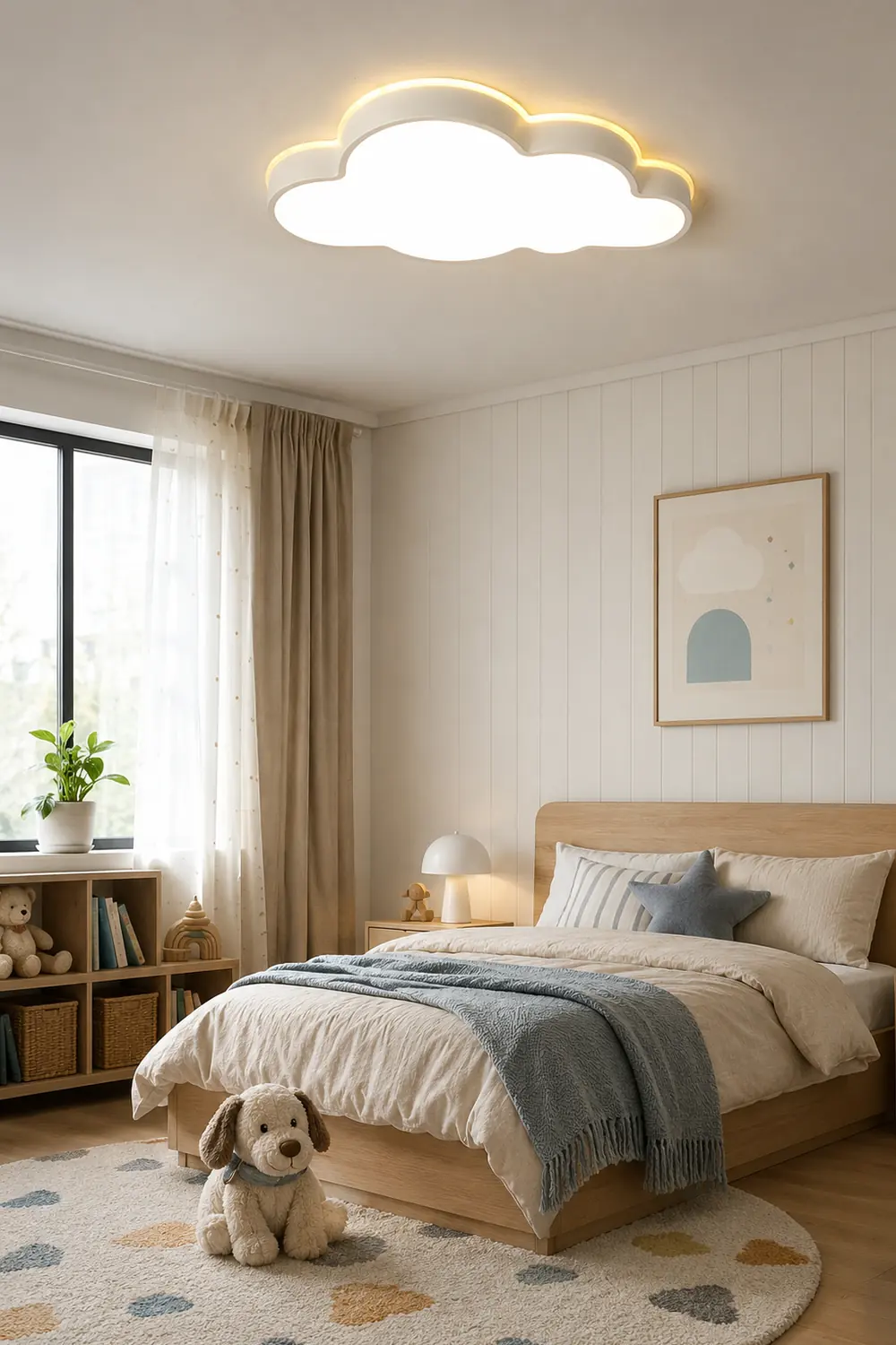 Minori Modern Flush Mount Cloud Ceiling Light, White, Metal - Lumpaz