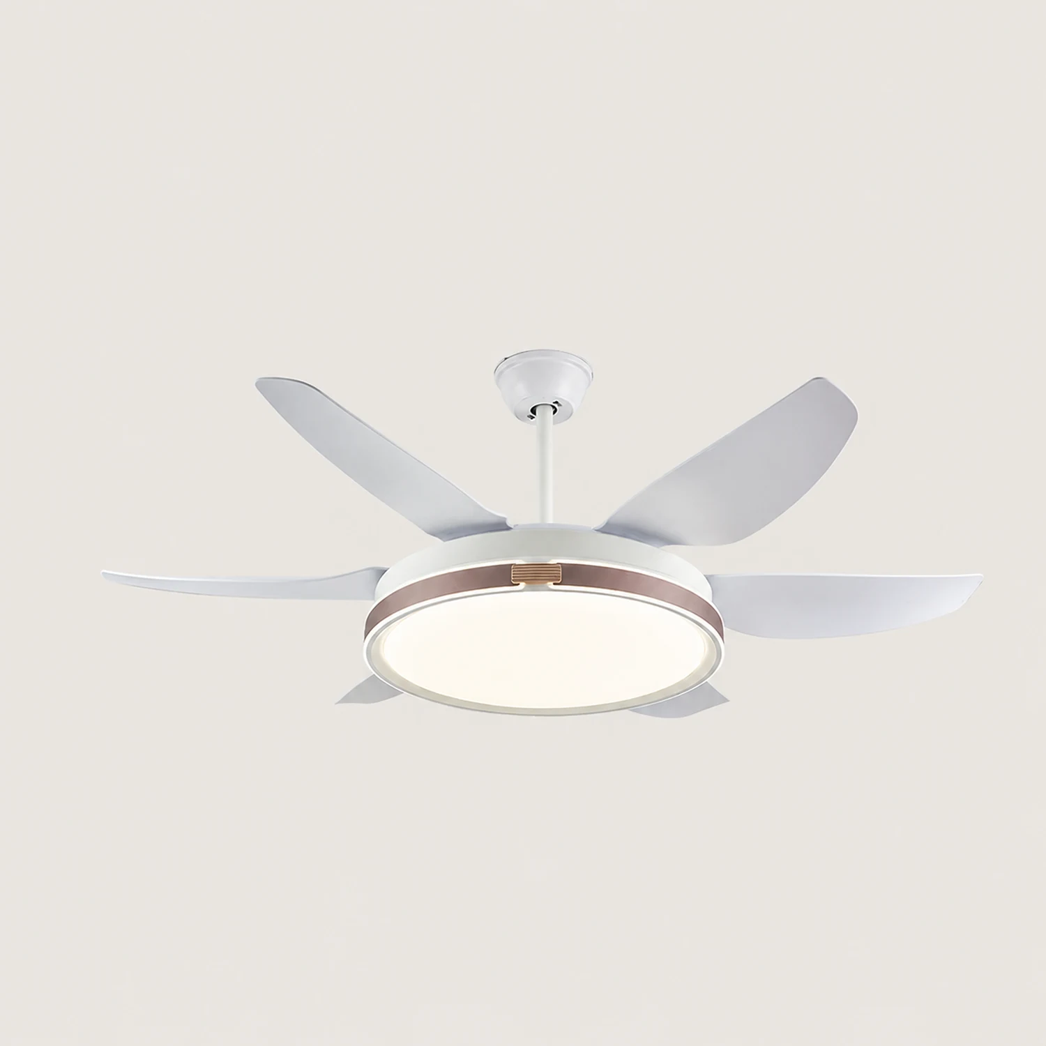 Haydn Modern 6-Blade DC Ceiling Fan with Light, White, 51'' - Lumpaz