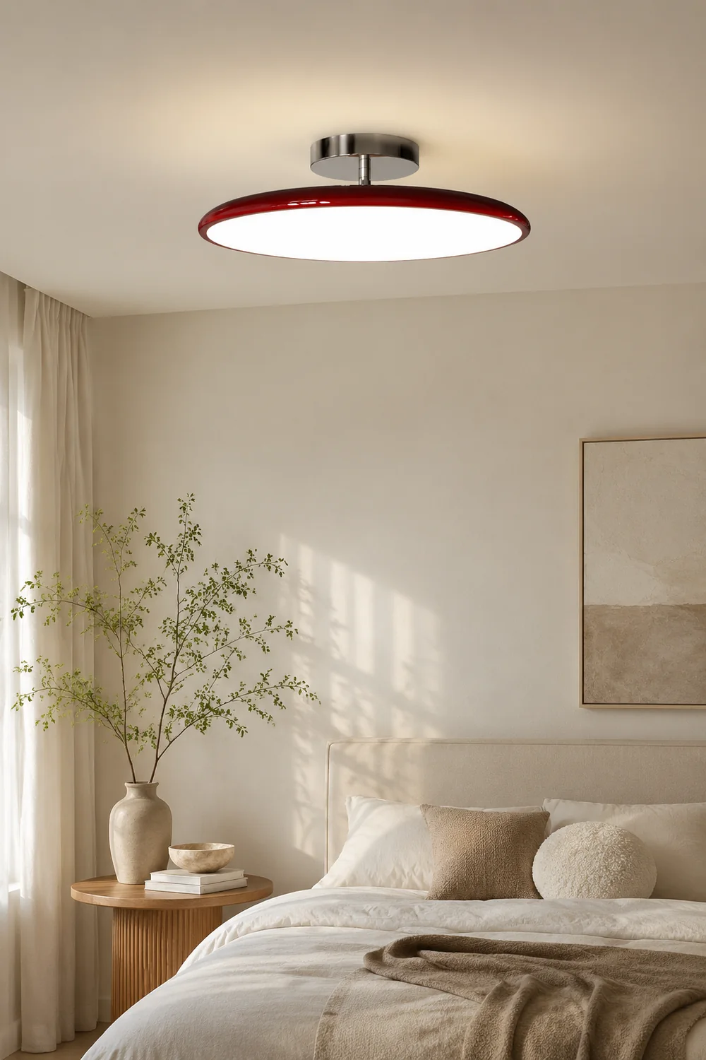 Valentina Vintage Flush Mount Ceiling Light Metal Red/White/Green LED Bedroom - Lumpaz