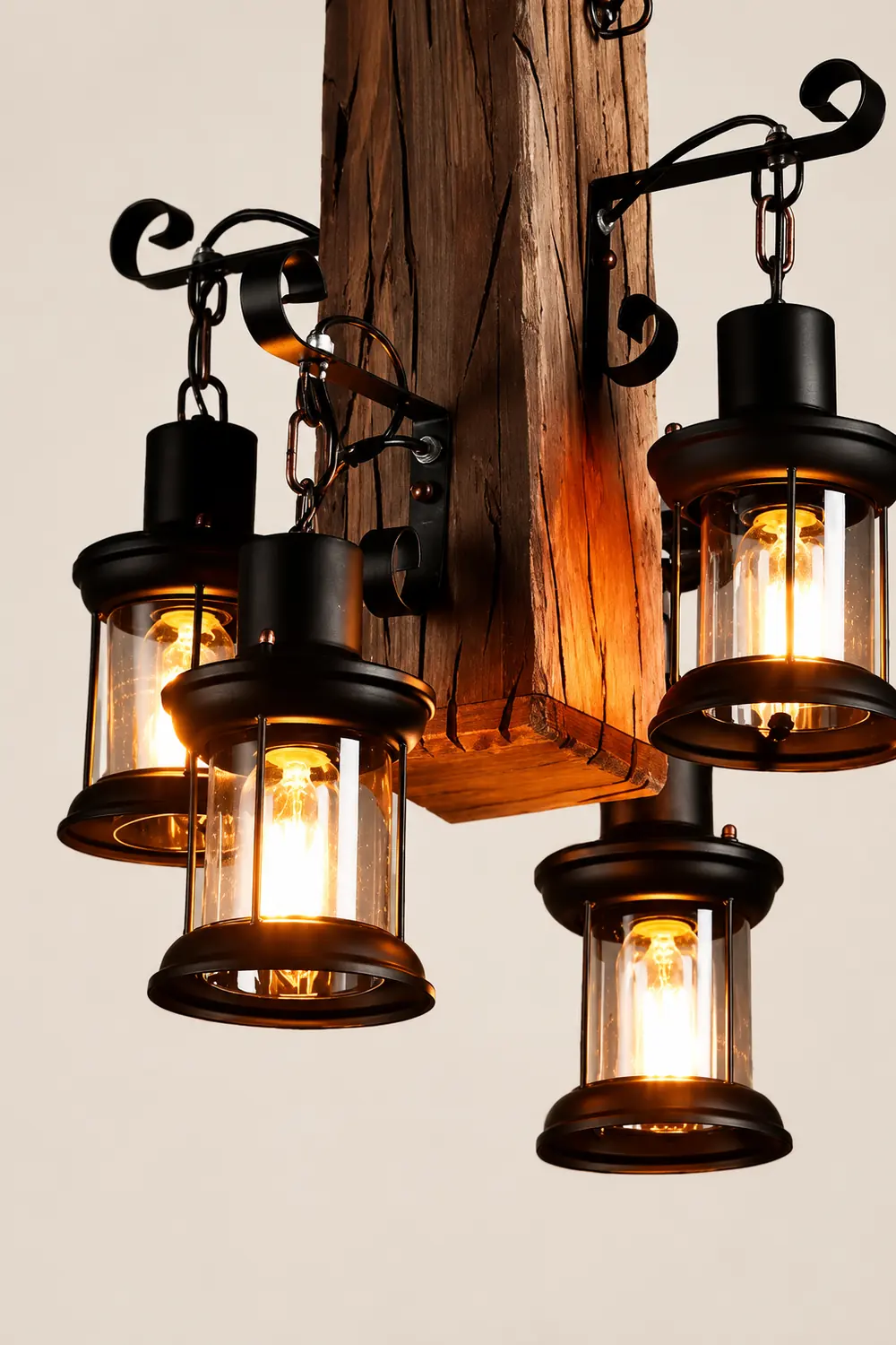 Austin Industrial Lantern Glass/Metal Pendant Light, Black - Lumpaz