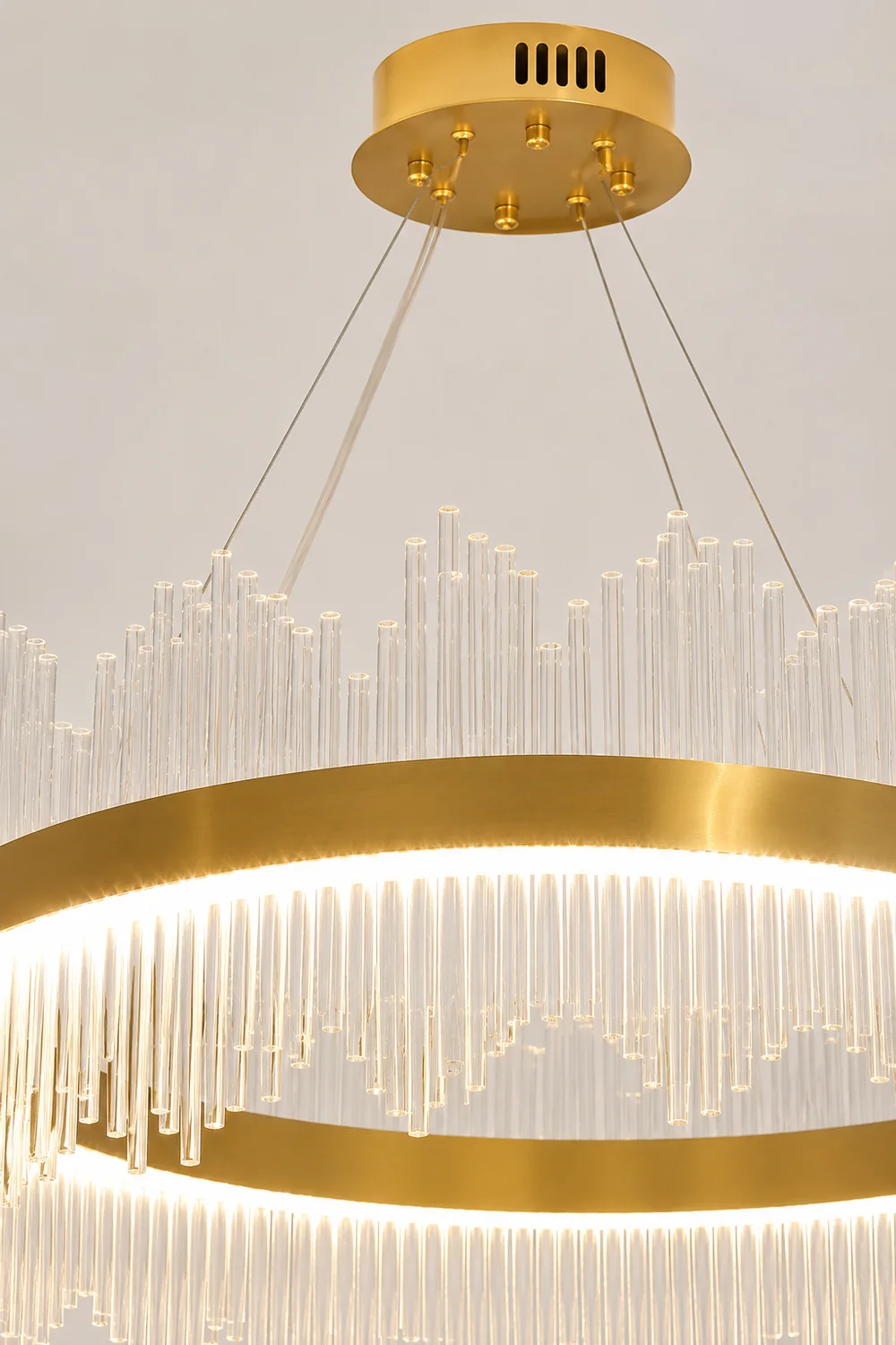 Marilyn Modern Round/Rectangular Chain Chandelier, Gold - Lumpaz