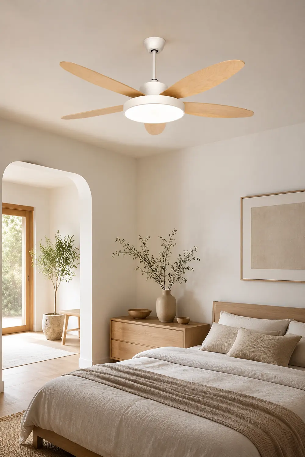 Haydn 5-Blade White & Black  DC Ceiling Fan with Light, Summer, 47.2''/51.2''/55.1'' - Lumpaz