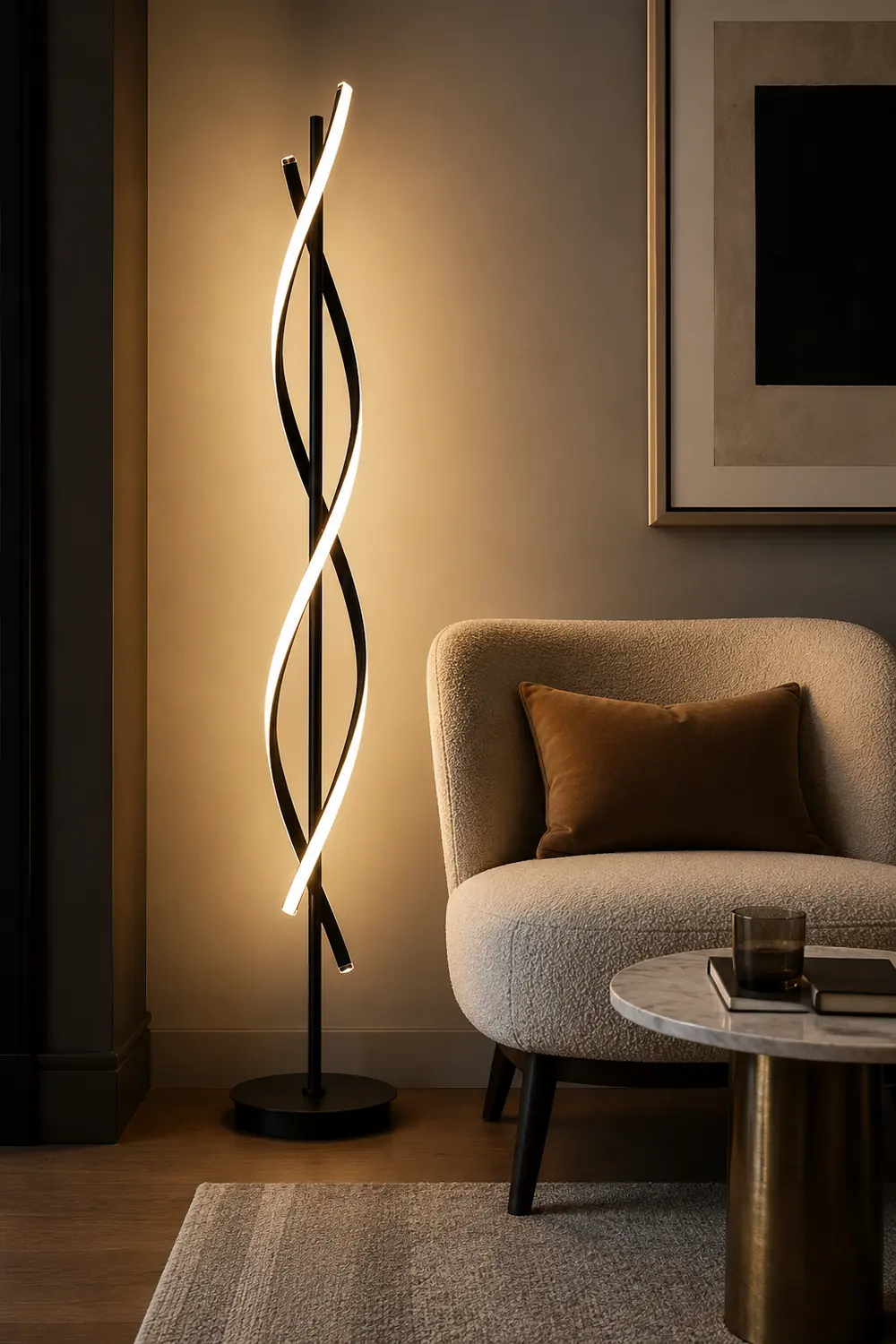 Postmodern Linear Acrylic Floor Lamp, Black/White - Lumpaz