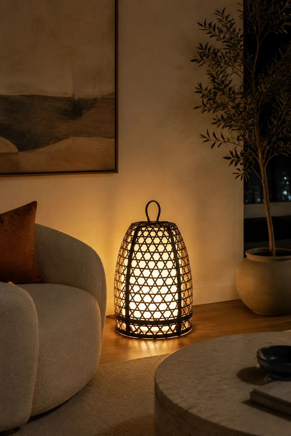 Alessio Retro Cage Shaped Metal Acrylic Floor Lamp - Lumpaz