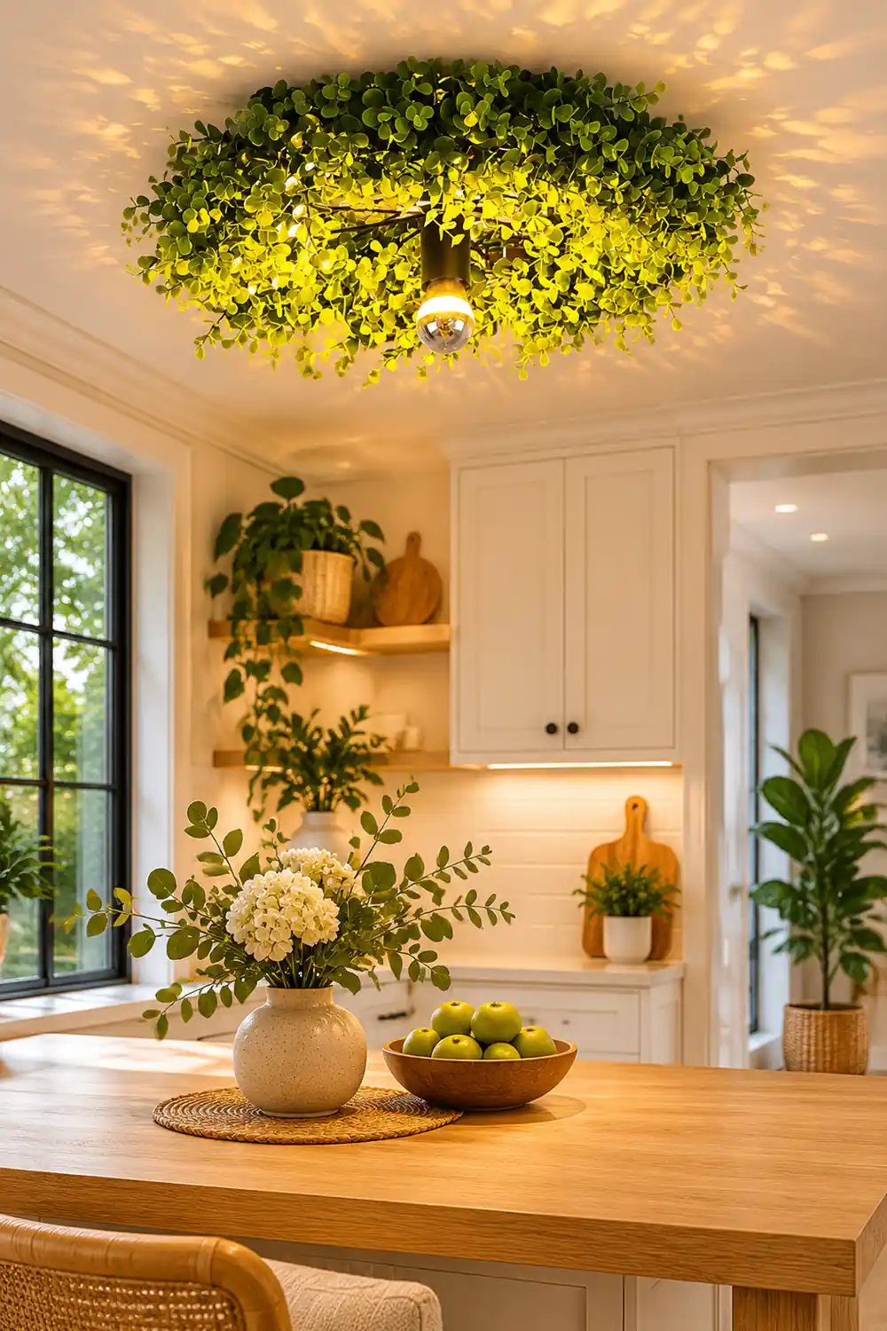 Nest Modern Plant Ceiling Light Green Metal/Glass Living Room - Lumpaz