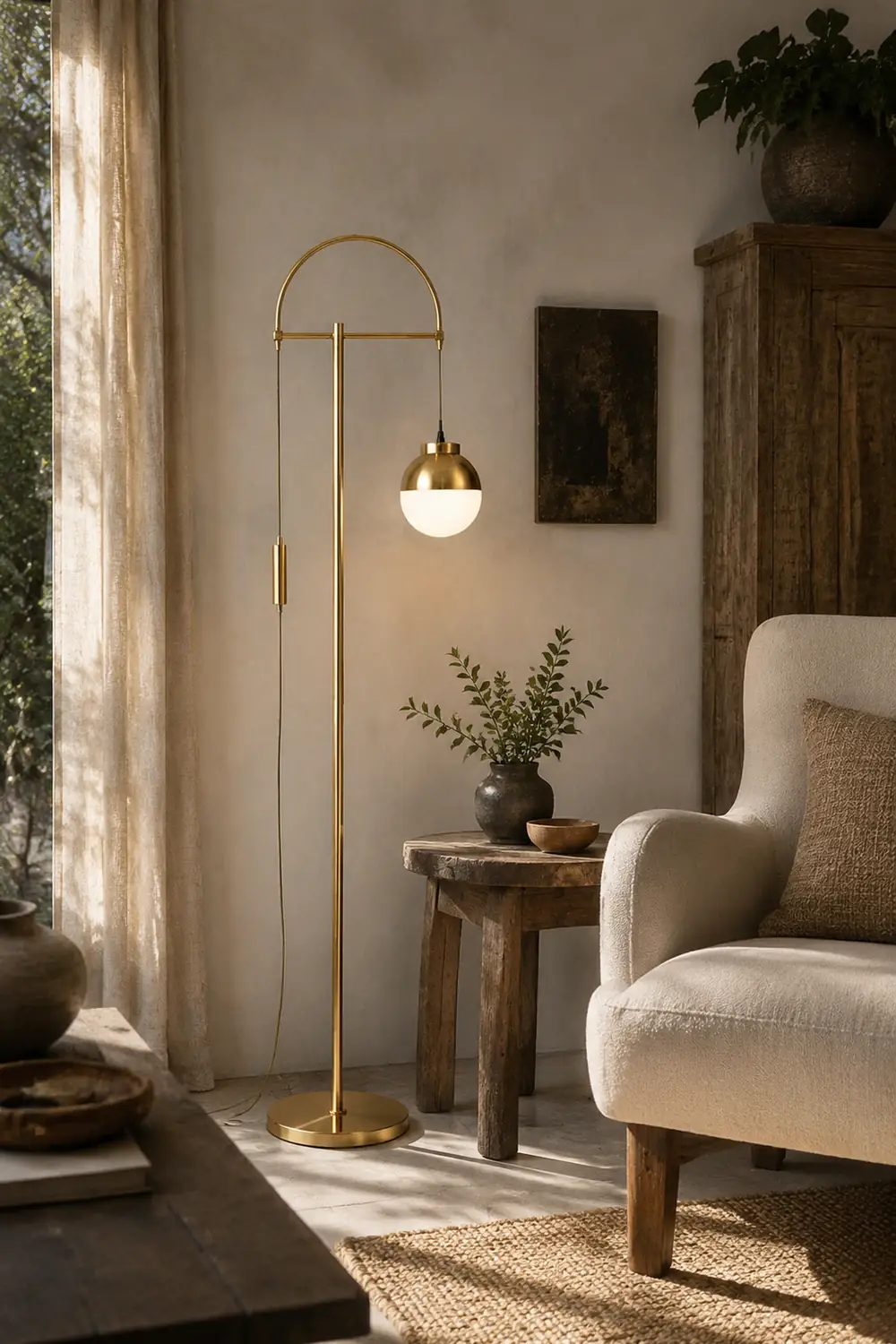 Valentina Modern Arch Glass/Metal Floor Lamp, Gold - Lumpaz