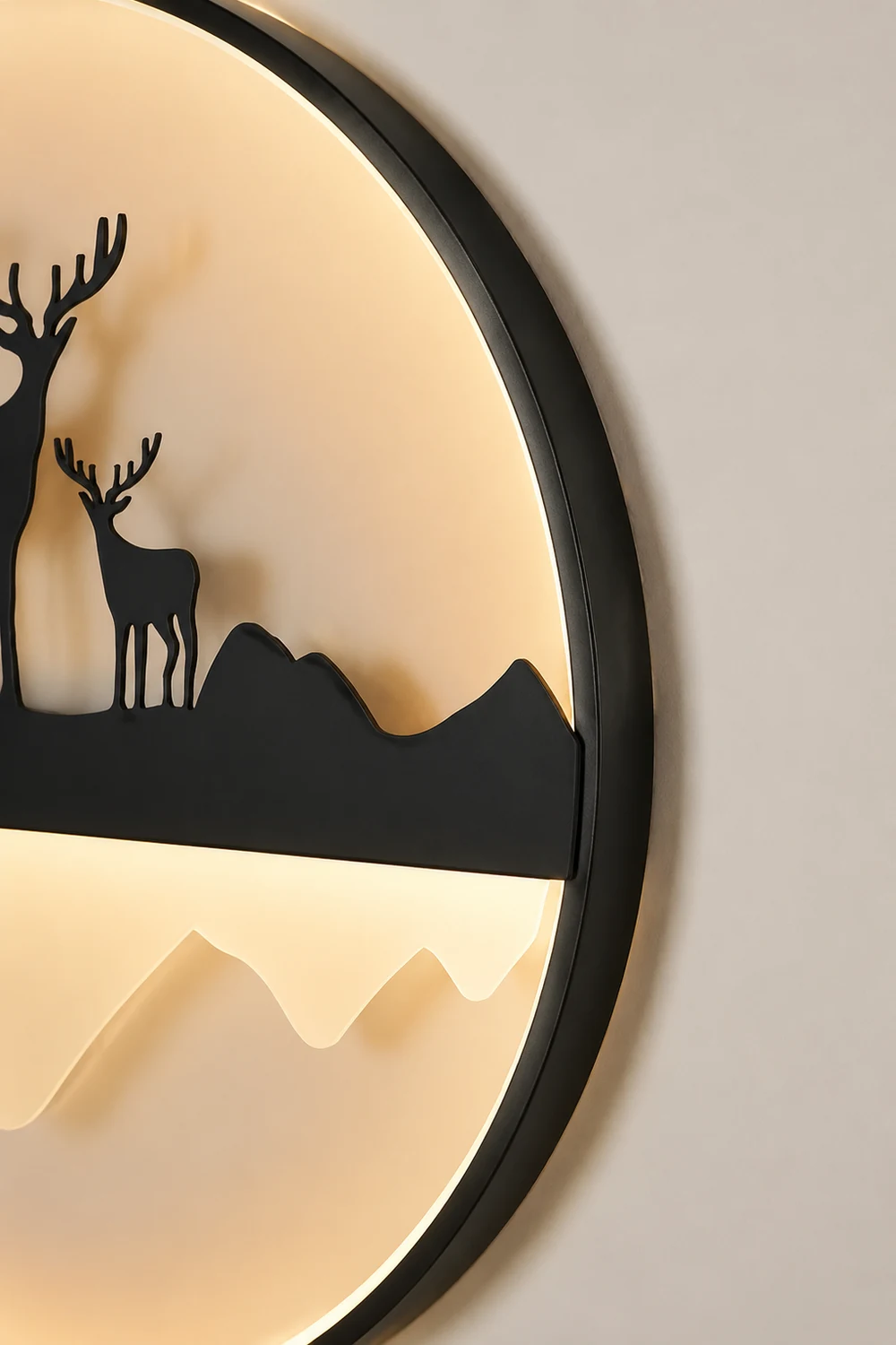 Round Mountain Scenery Silhouette Dimmable with Remote Outdoor Wall Lights - Lumpaz
