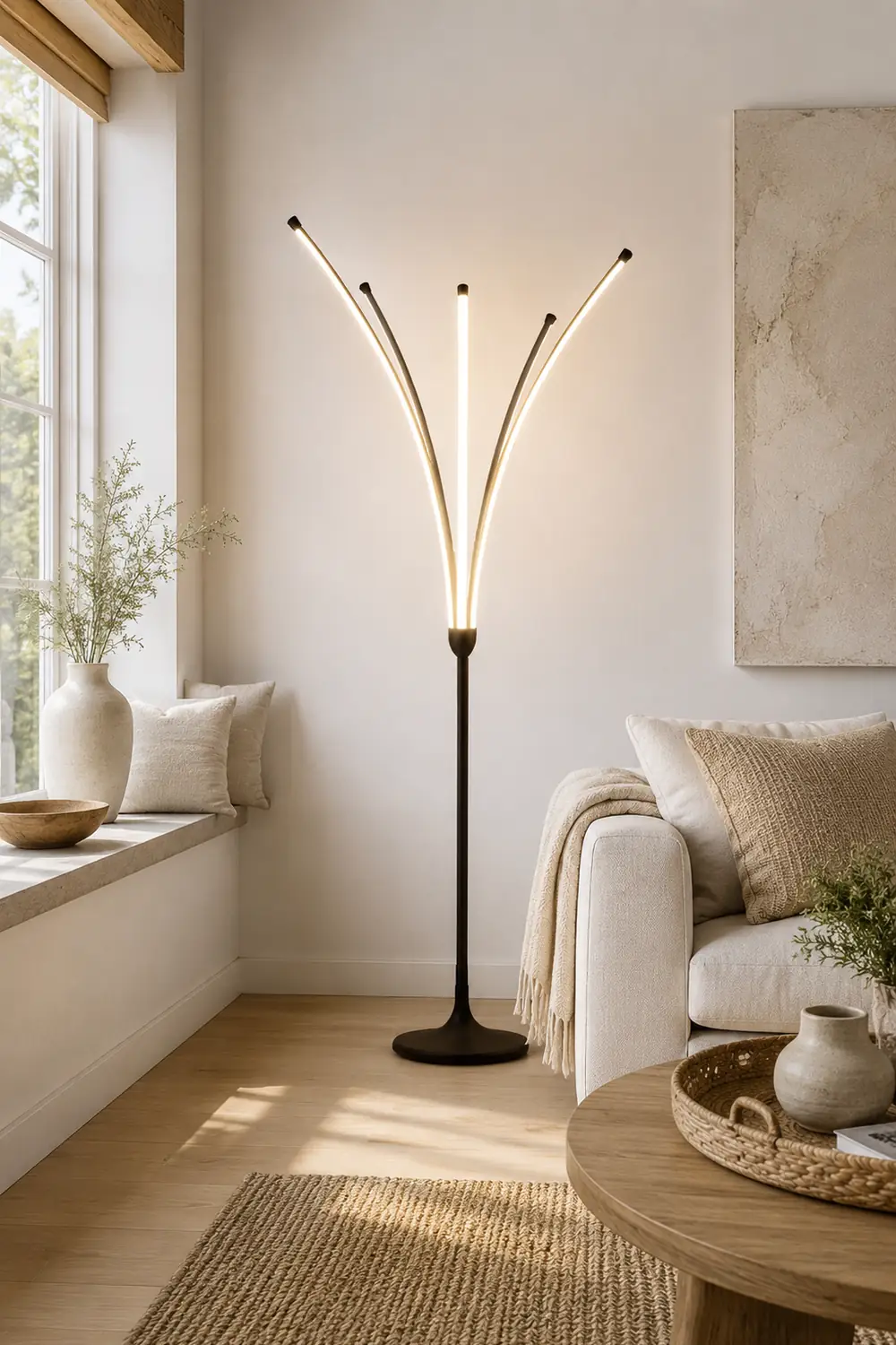 Edge Minimalist Designer Tree-Like Floor Lamp, Metal/Acrylic - Lumpaz