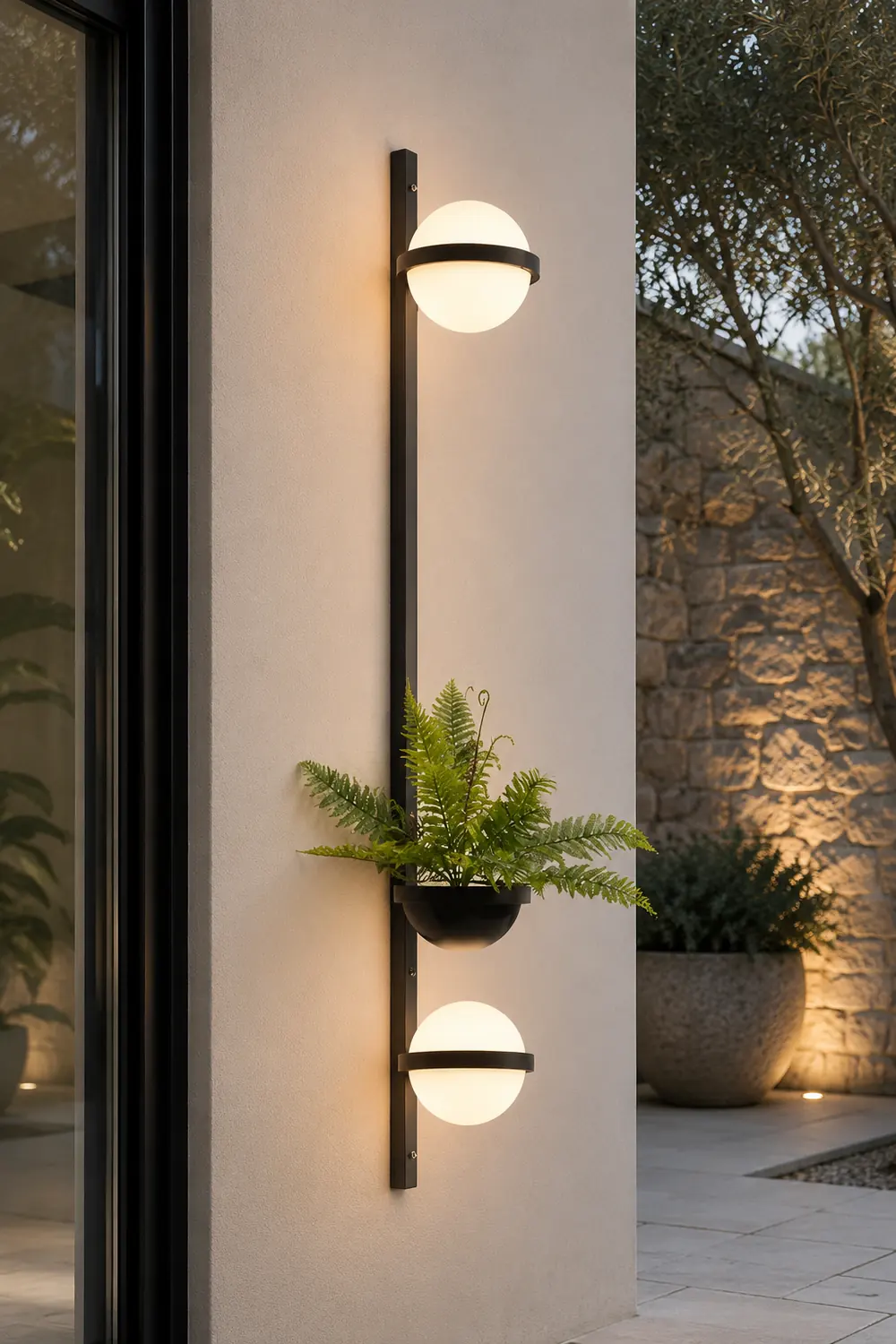 Creative Flowerpot Ball Waterproof LED Black Modern Outdoor Wall Light - Lumpaz