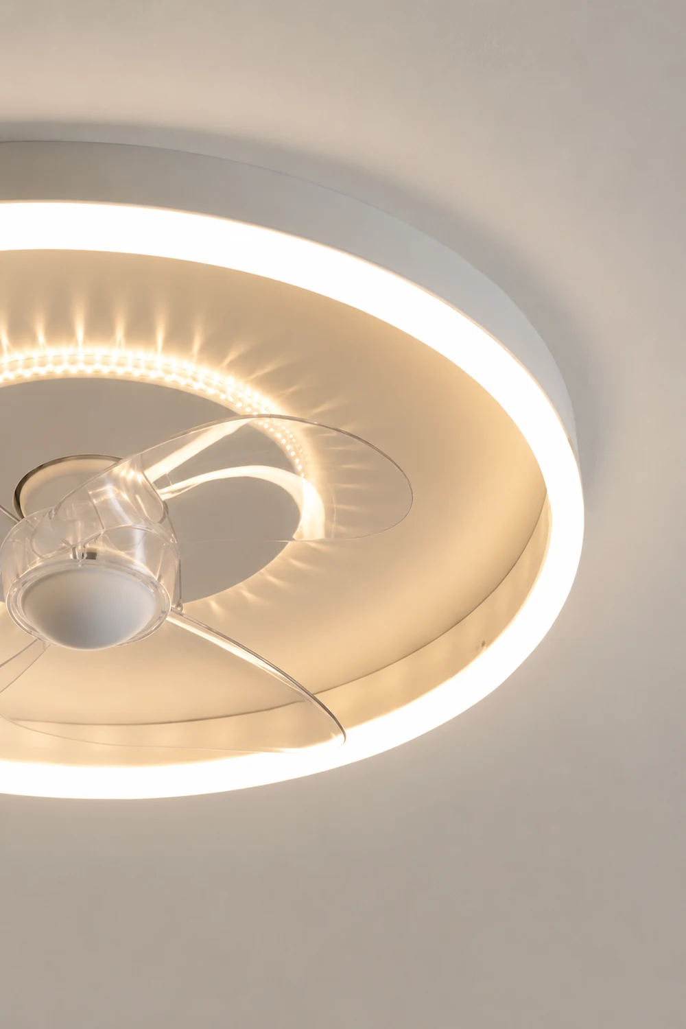 Quinn White Double-light Ceiling Fan with Light, DIA 15.7"/19.7" - Lumpaz