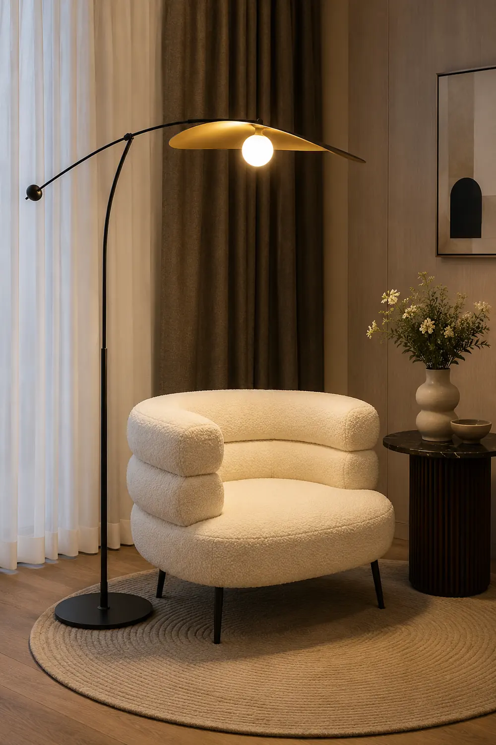 Carins Modern Bowl Linear Metal Glass Floor Lamp,Black /Gold - Lumpaz