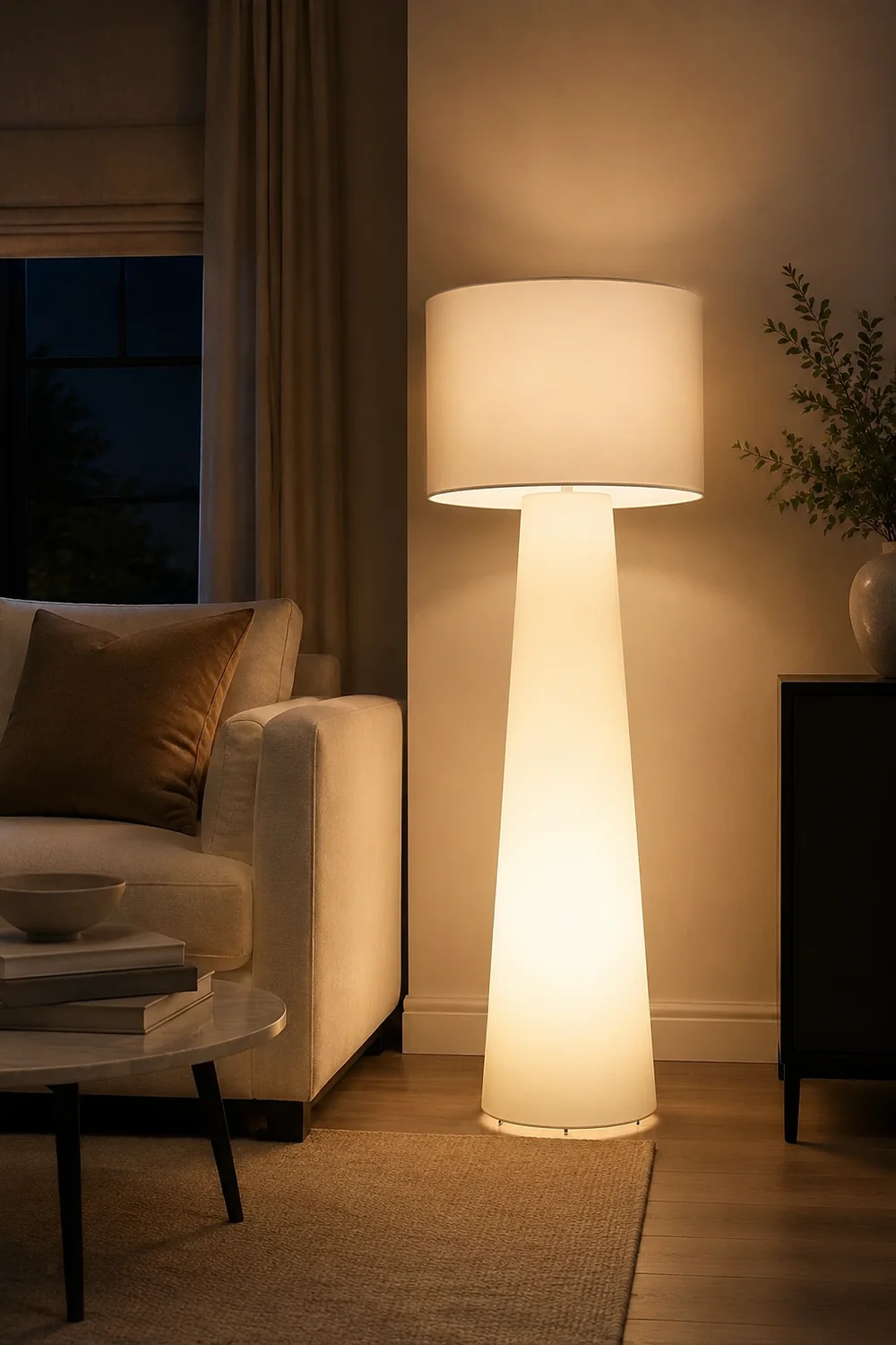 Eryn Modern Cylinder Metal  Fabric Floor Lamp - Lumpaz