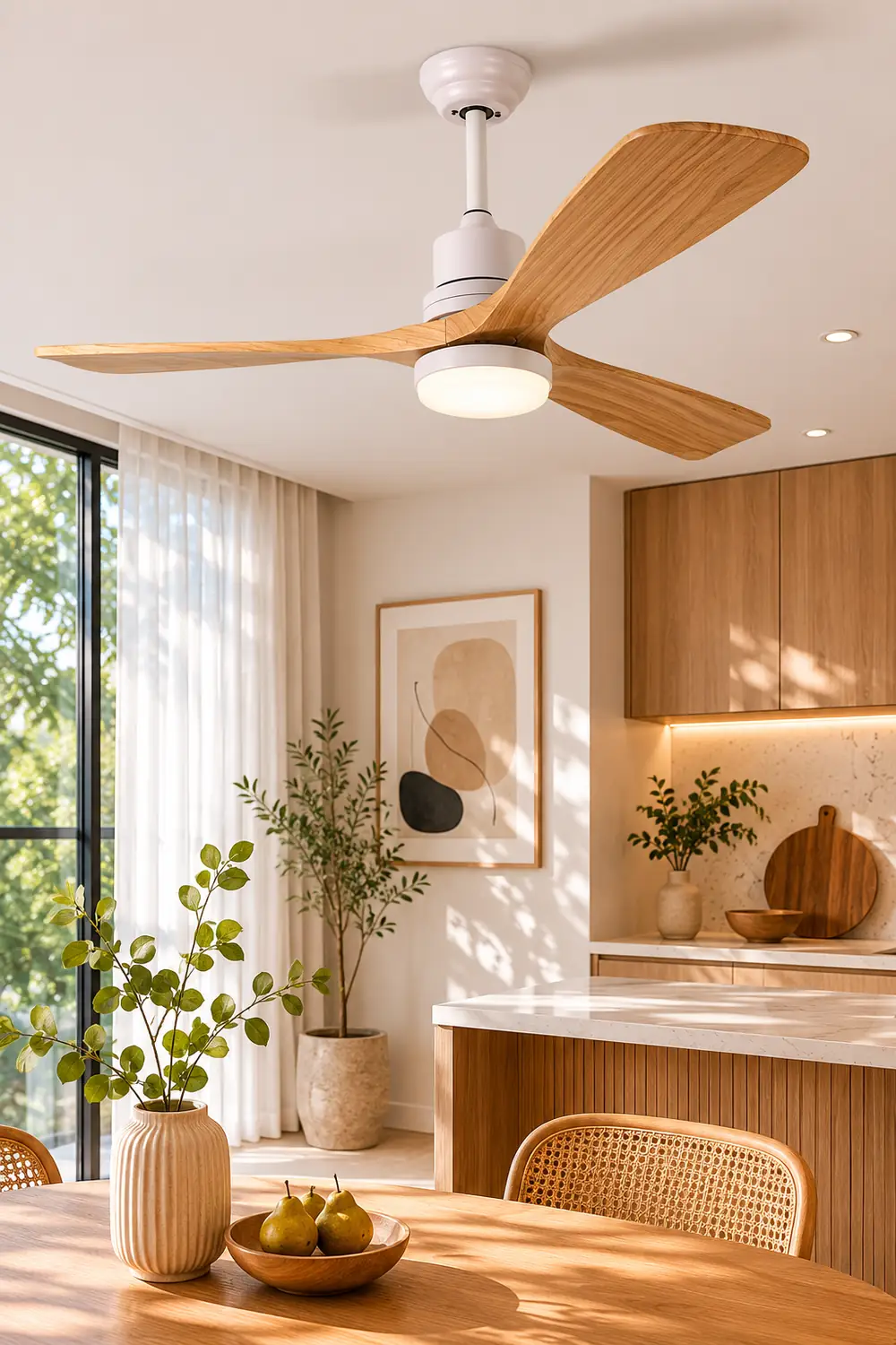 Ozawa 3-Blade Ceiling Fan with Light, DIA 52'' - Lumpaz