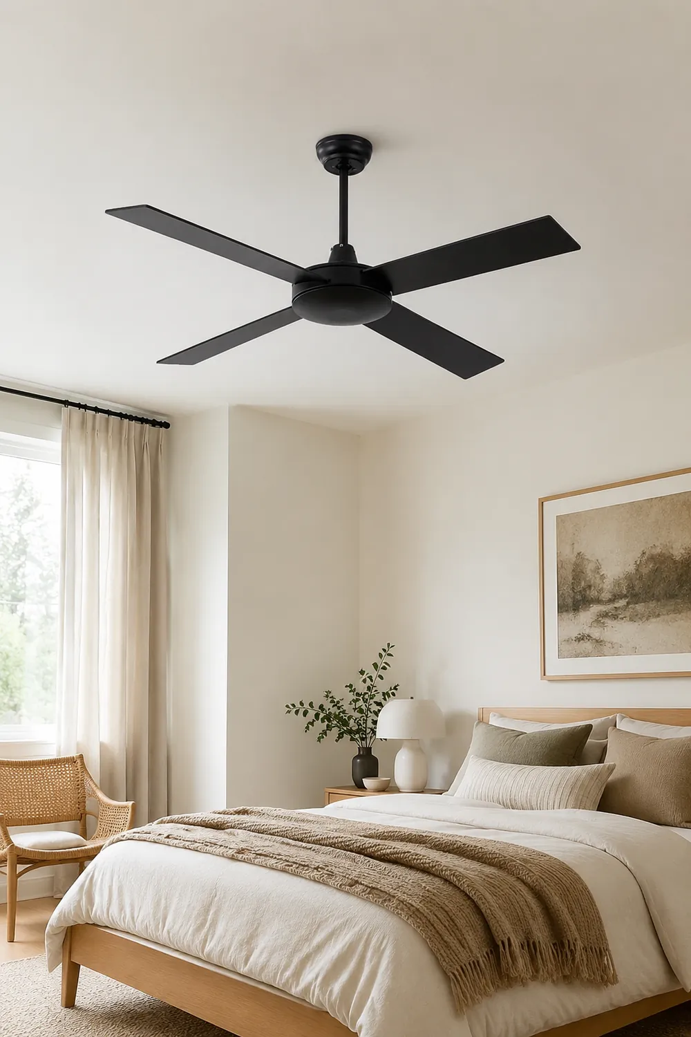 Haydn 4-Blade Industrial Black DC Ceiling Fan, Summer, 47'' - Lumpaz