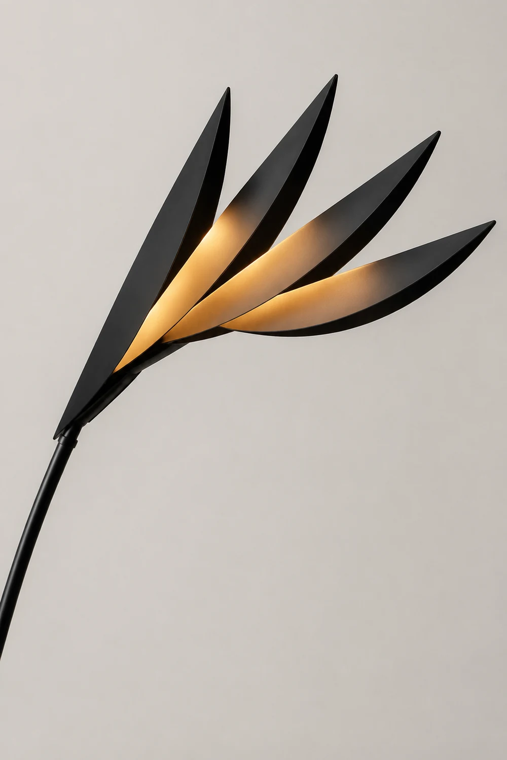 Clifford Modern Leaf Floor Lamp, Black, Metal, Living Room - Lumpaz