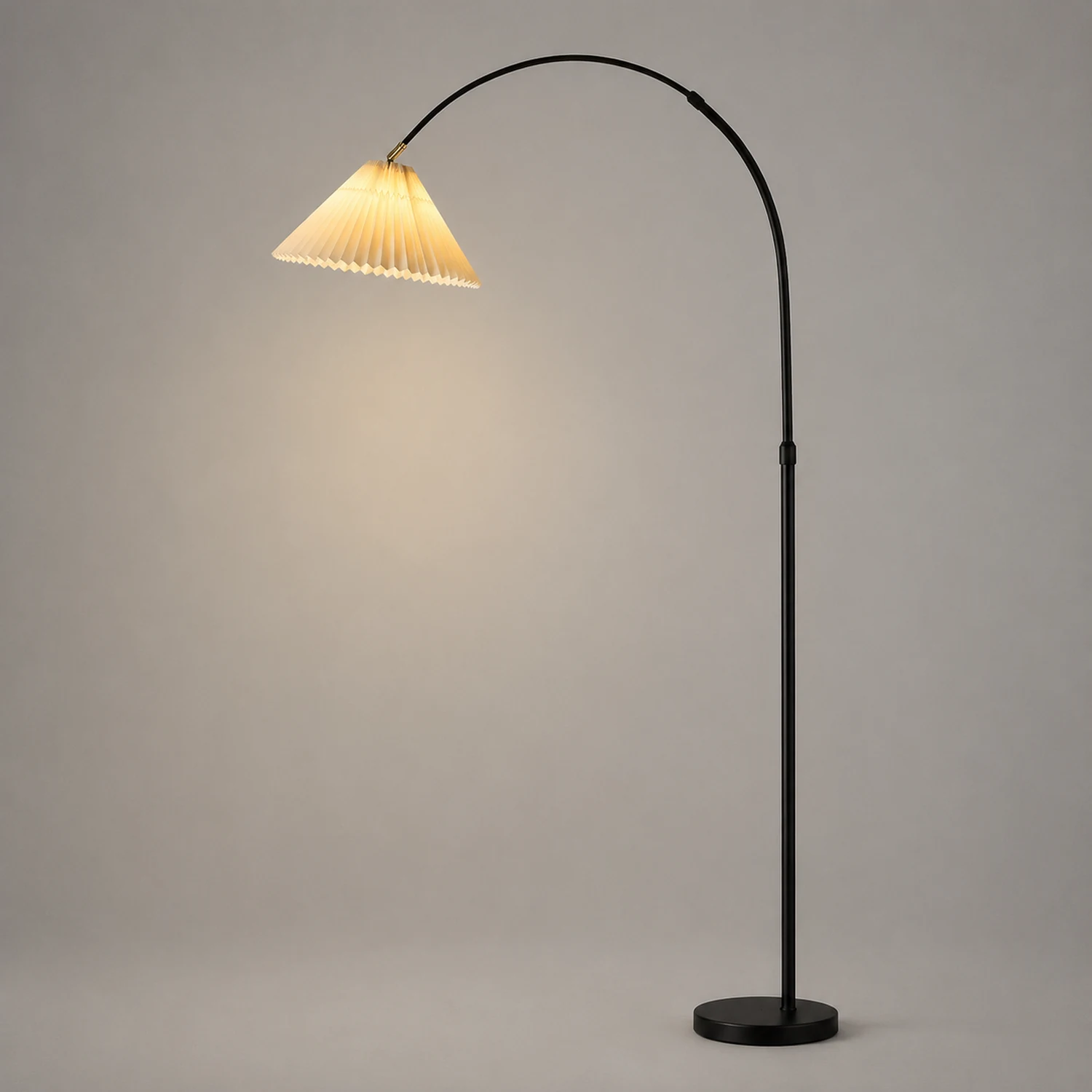Eryn Floor Lamp Pleated Arc Nordic/Modern, Metal/Fabric, Multi-color, Study - Lumpaz