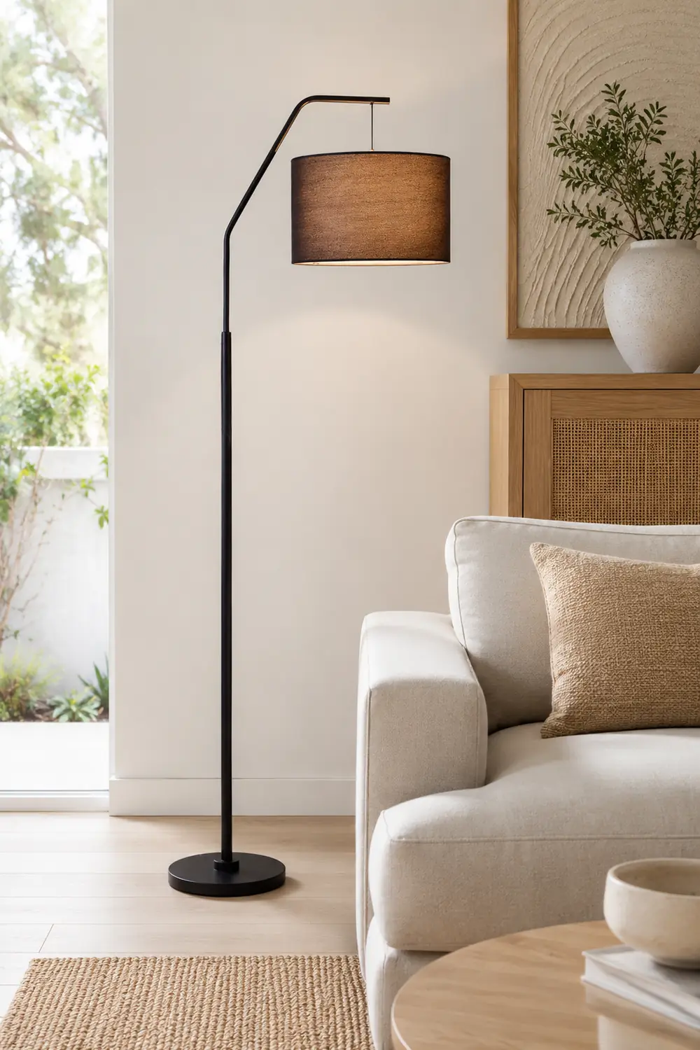 Eryn Cylinder Shape Floor Lamp, Over Arching Floor Lamp, Unique - Lumpaz