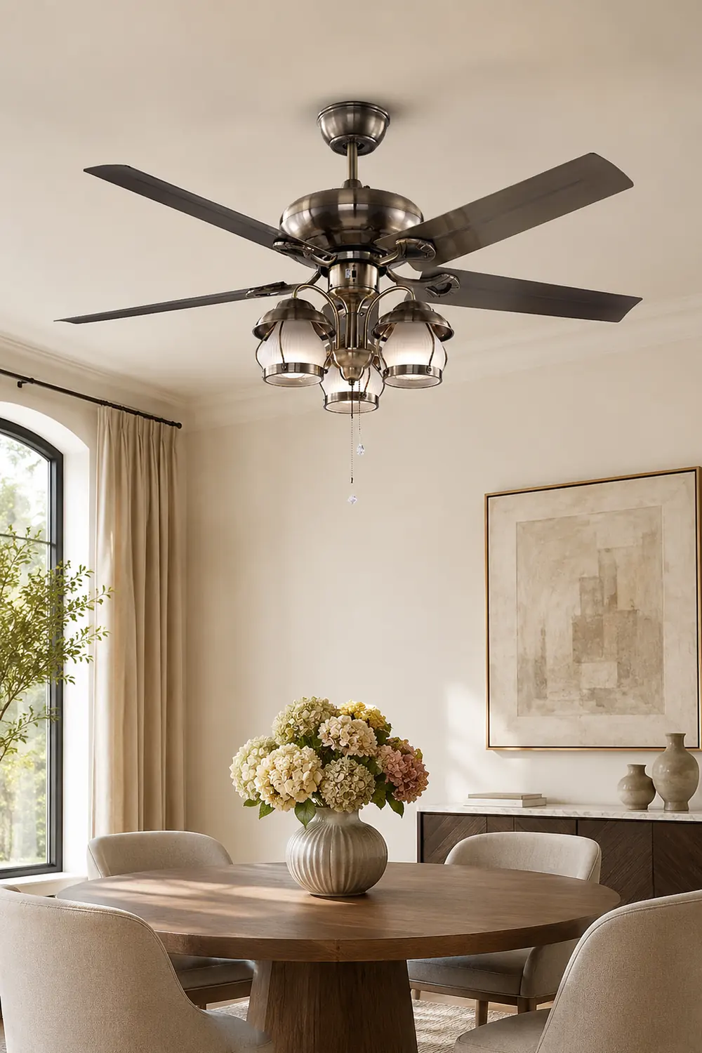 Alessio 4-Blade Rustic DC Ceiling Fan with Light, Summer, 51'' - Lumpaz