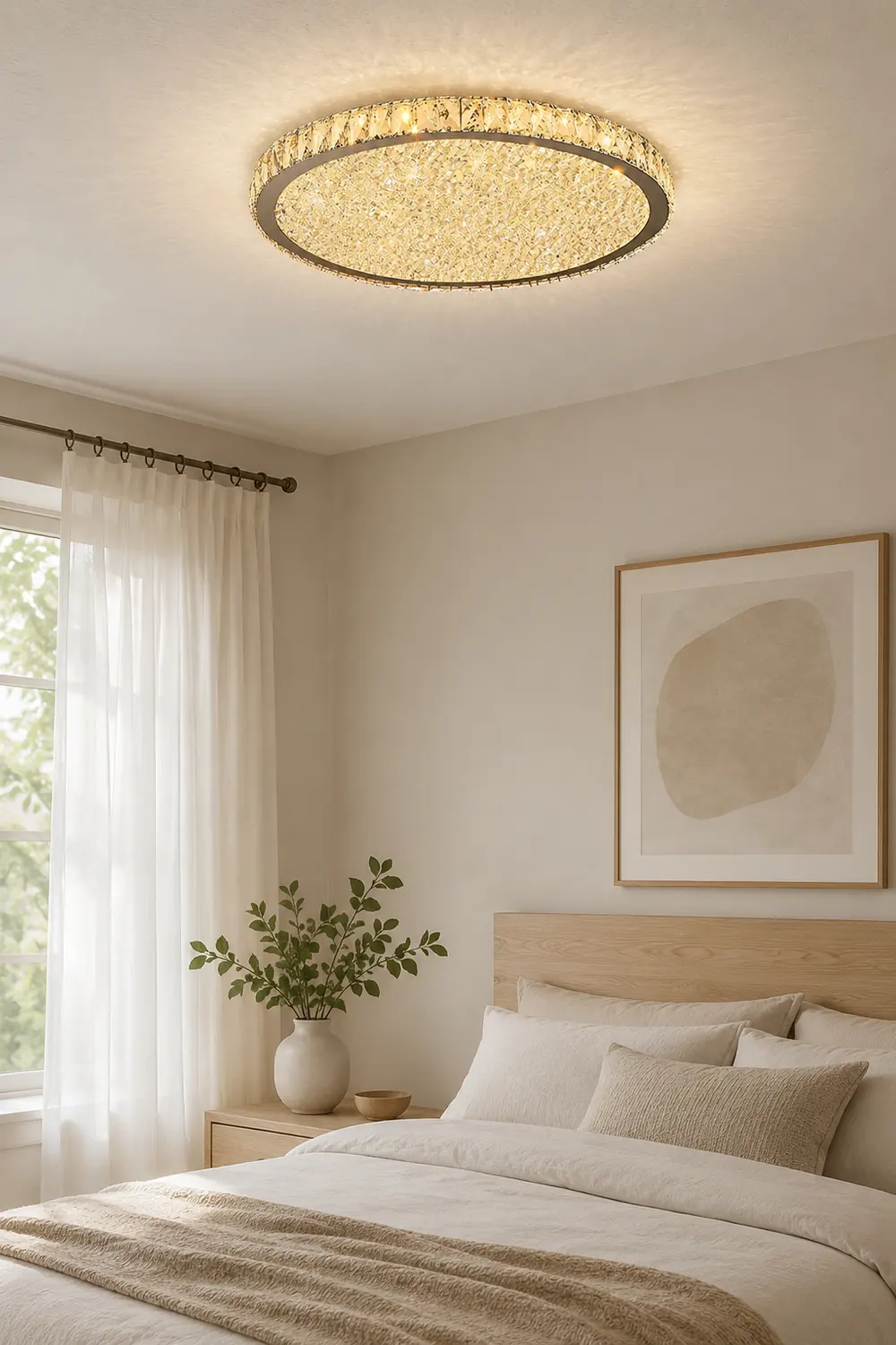 Kristy Round Flush Mount Ceiling Light Clear/Amber Living Room - Lumpaz