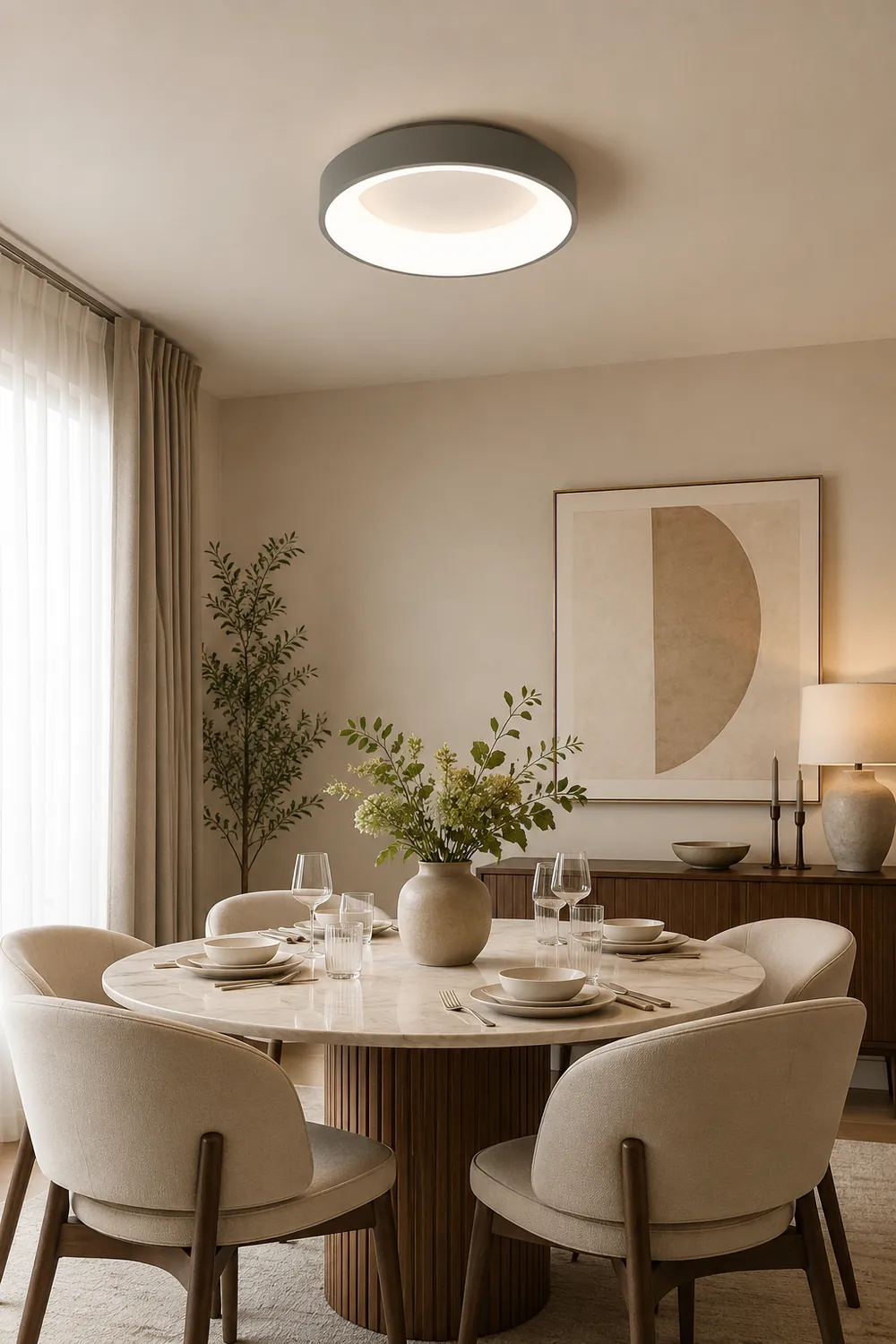 Quinn Modern Flush Mount Ceiling Light, LED, Bedroom/Dining Room - Lumpaz
