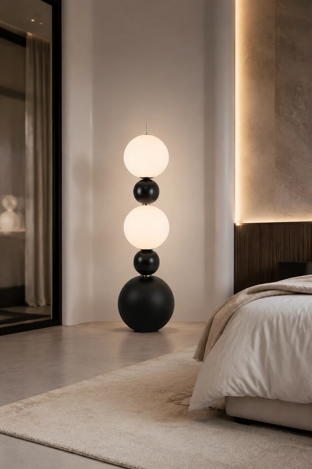 Valentina Modern Ball-shaped Resin Glass Floor Lamp,Black /White - Lumpaz