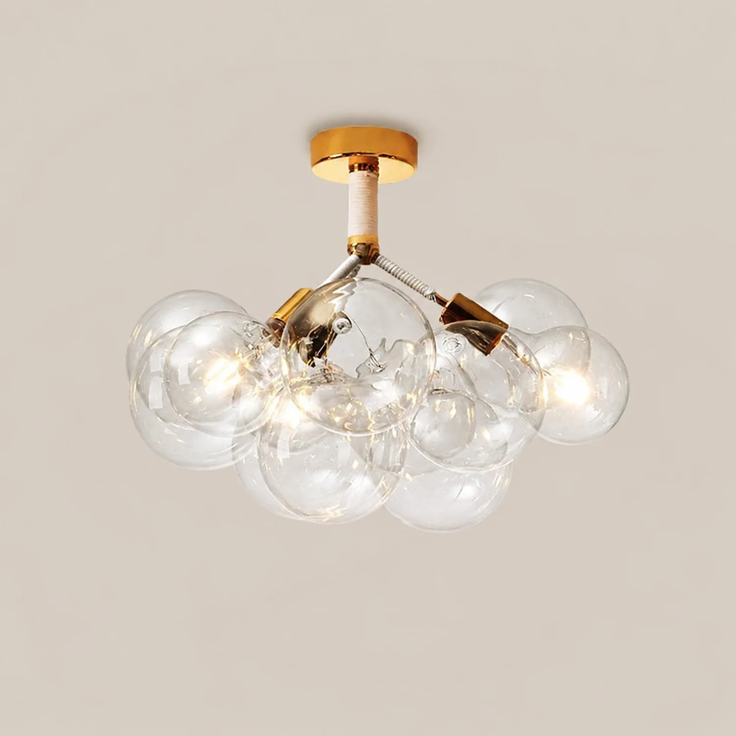 Valentina Modern Multi Globe Acrylic Ceiling Light, Gold/Chrome - Lumpaz
