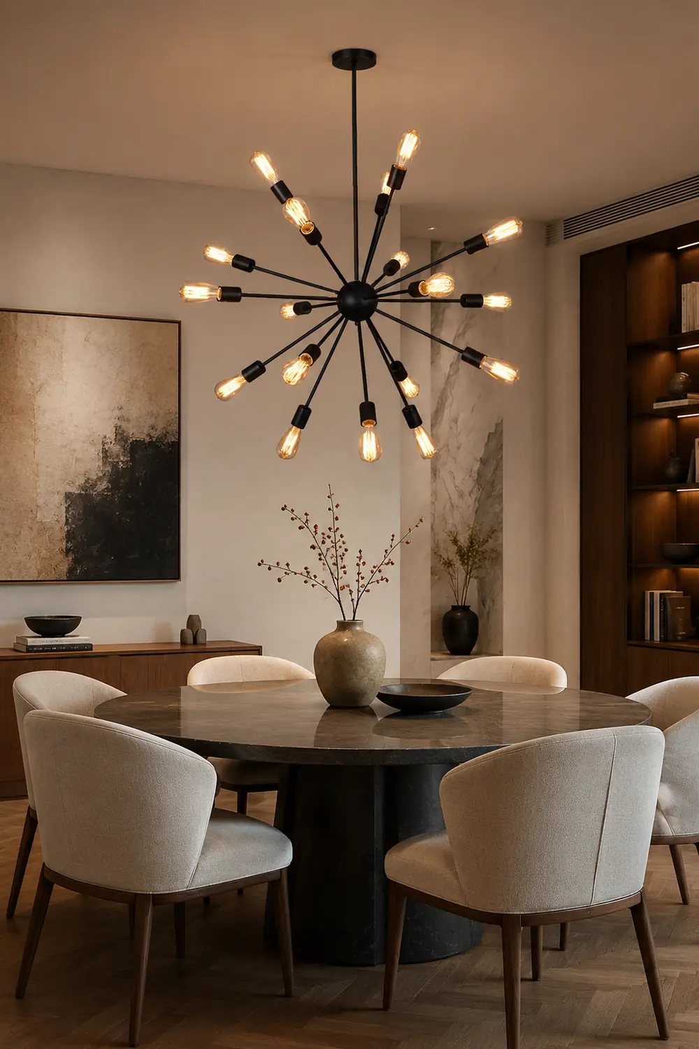 Alessio Industrial Chandelier Black Restaurant Dining Room Metal - Lumpaz