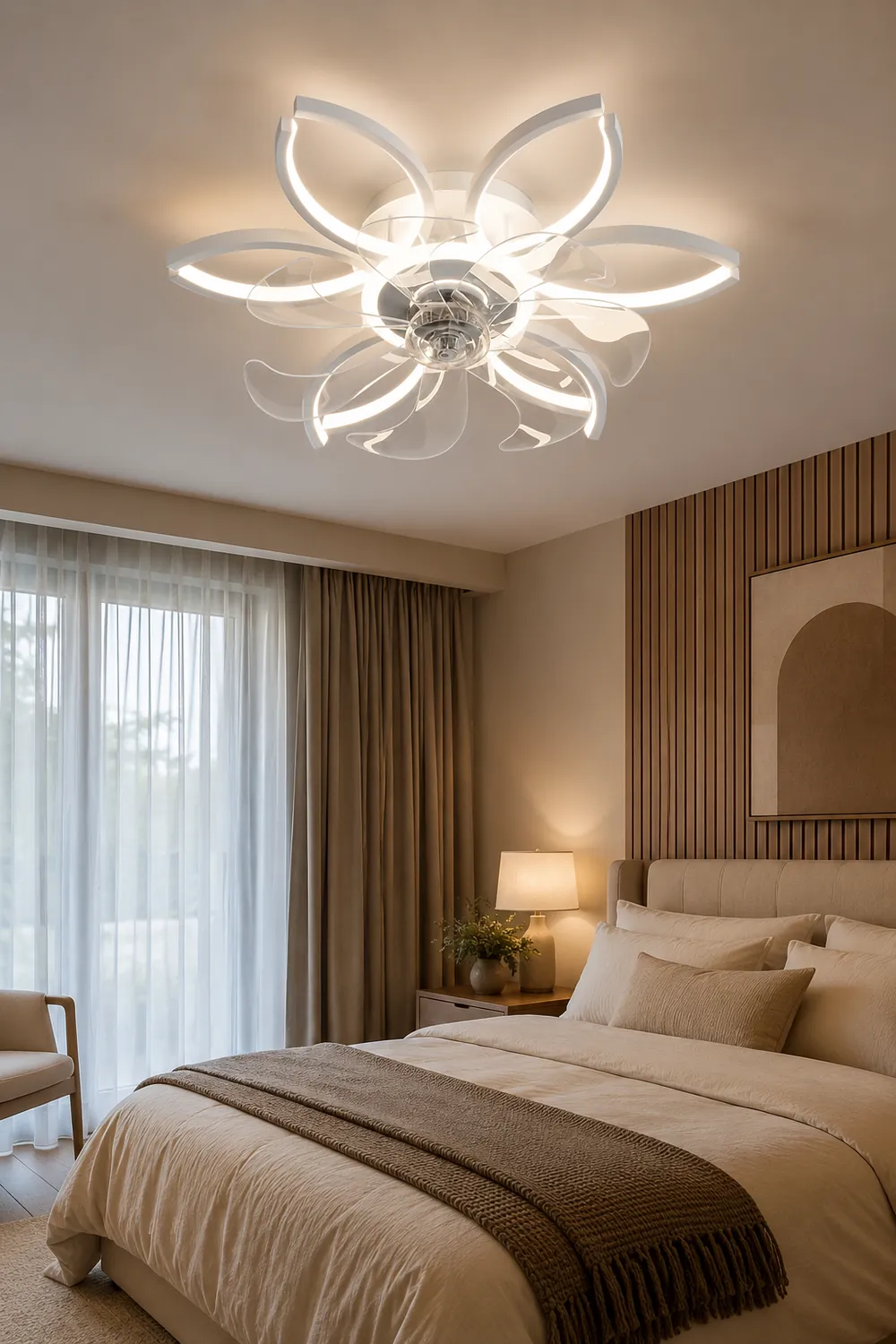 Lacey Ceiling Fan with Light, 4 Style, L 21" Living Room - Lumpaz