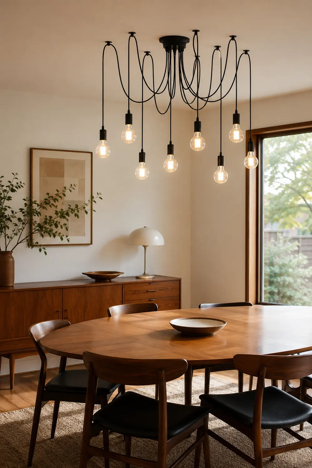 Alessio Retro Country LED Spider Chandelier, Black/White - Lumpaz