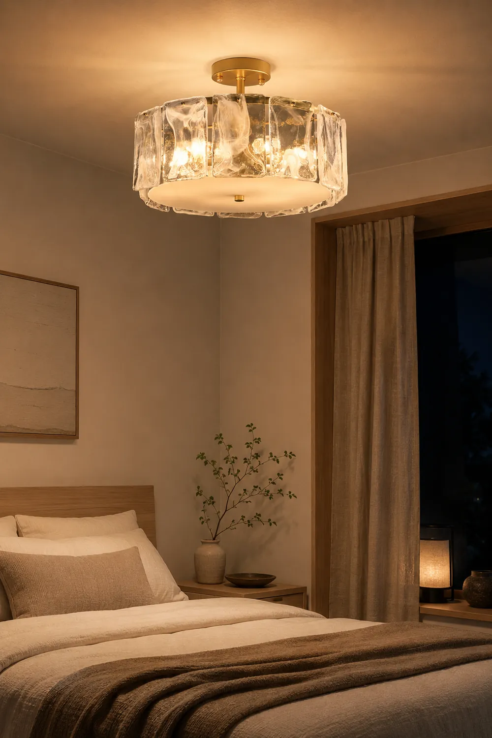 Kirsten Modern Glass Flush Mount Ceiling Light - Lumpaz
