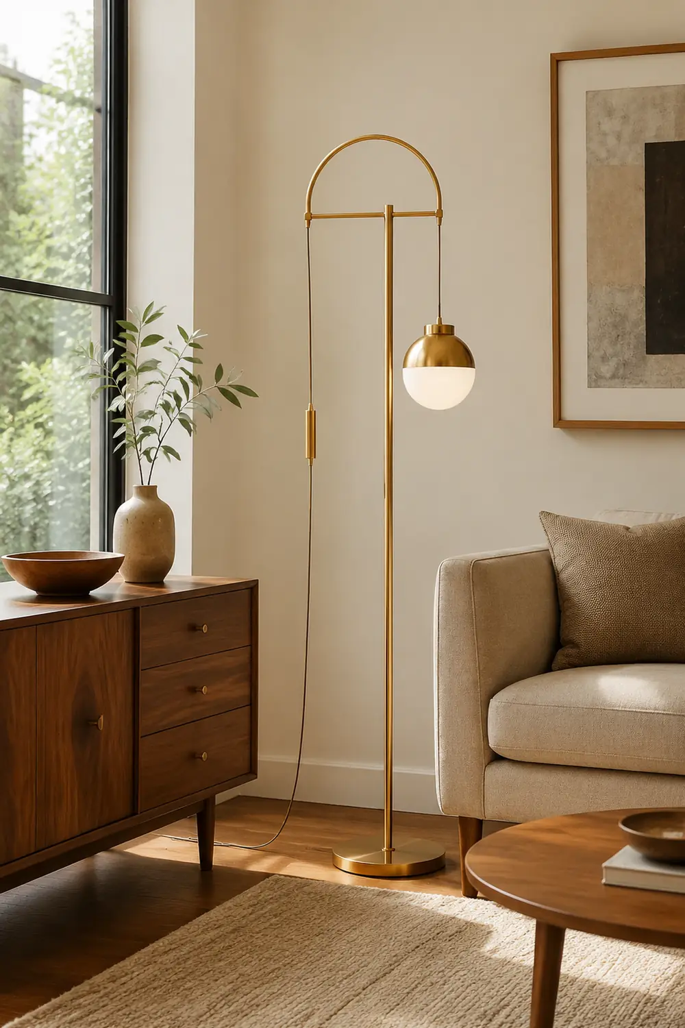 Valentina Modern Arch Glass/Metal Floor Lamp, Gold - Lumpaz