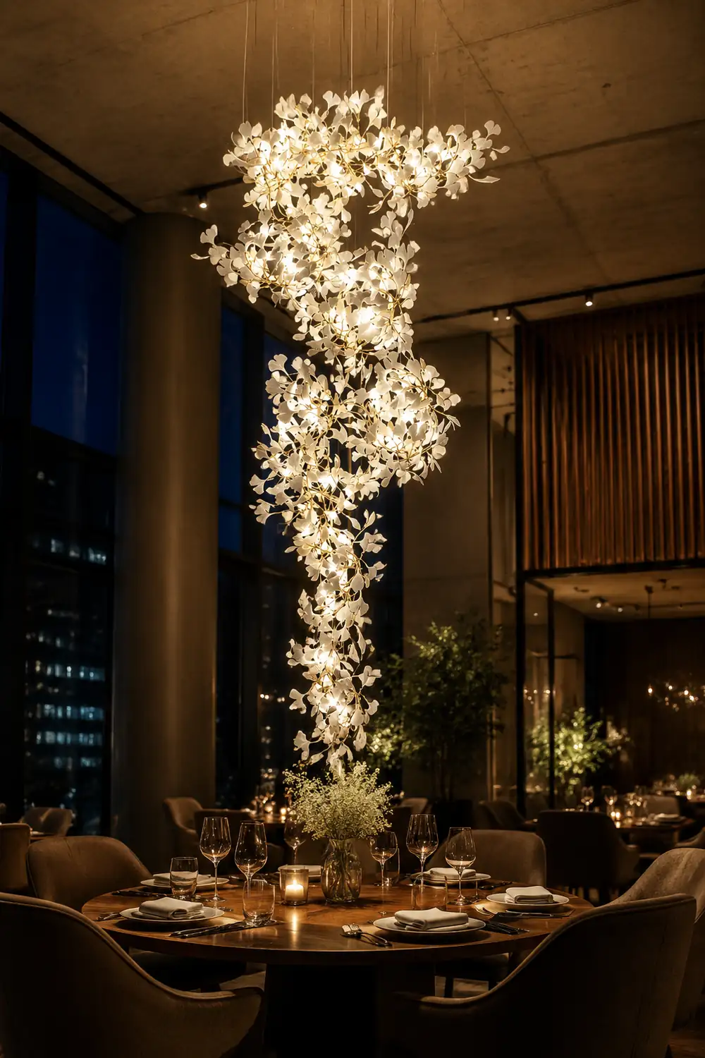 Ophelia Modern Leaf Chandelier Metal/Ceramic Bedroom/Living Room - Lumpaz