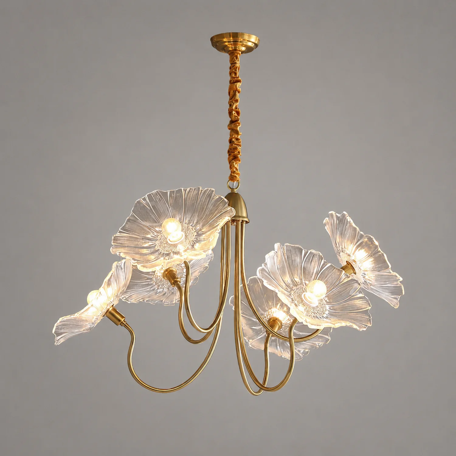 Bella Modern Flower Art Deco Metal/Glass Chandelier Pink Bedroom - Lumpaz