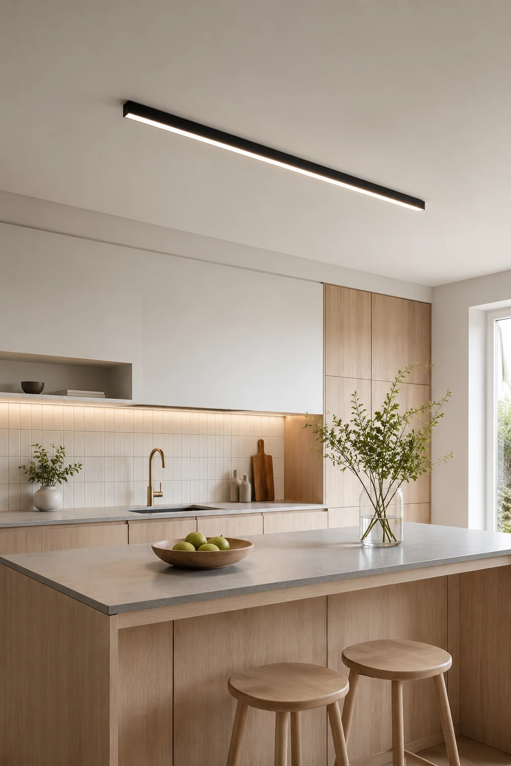 Edge Modern LED Linear Black Metal Flush Mount Ceiling Light - Lumpaz
