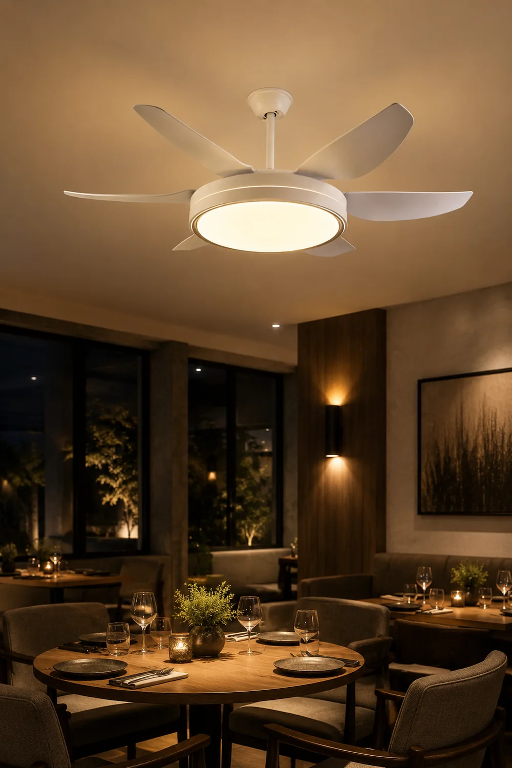 Haydn 6-Blade Modern Basic White DC Ceiling Fan with Light, Summer, 51'' - Lumpaz