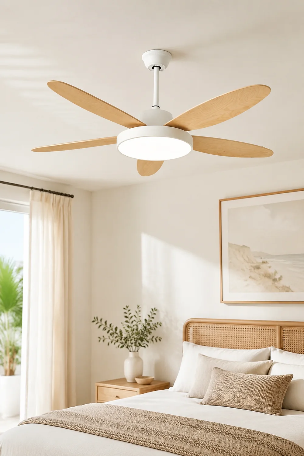 Haydn 5-Blade White & Black  DC Ceiling Fan with Light, Summer, 47.2''/51.2''/55.1'' - Lumpaz
