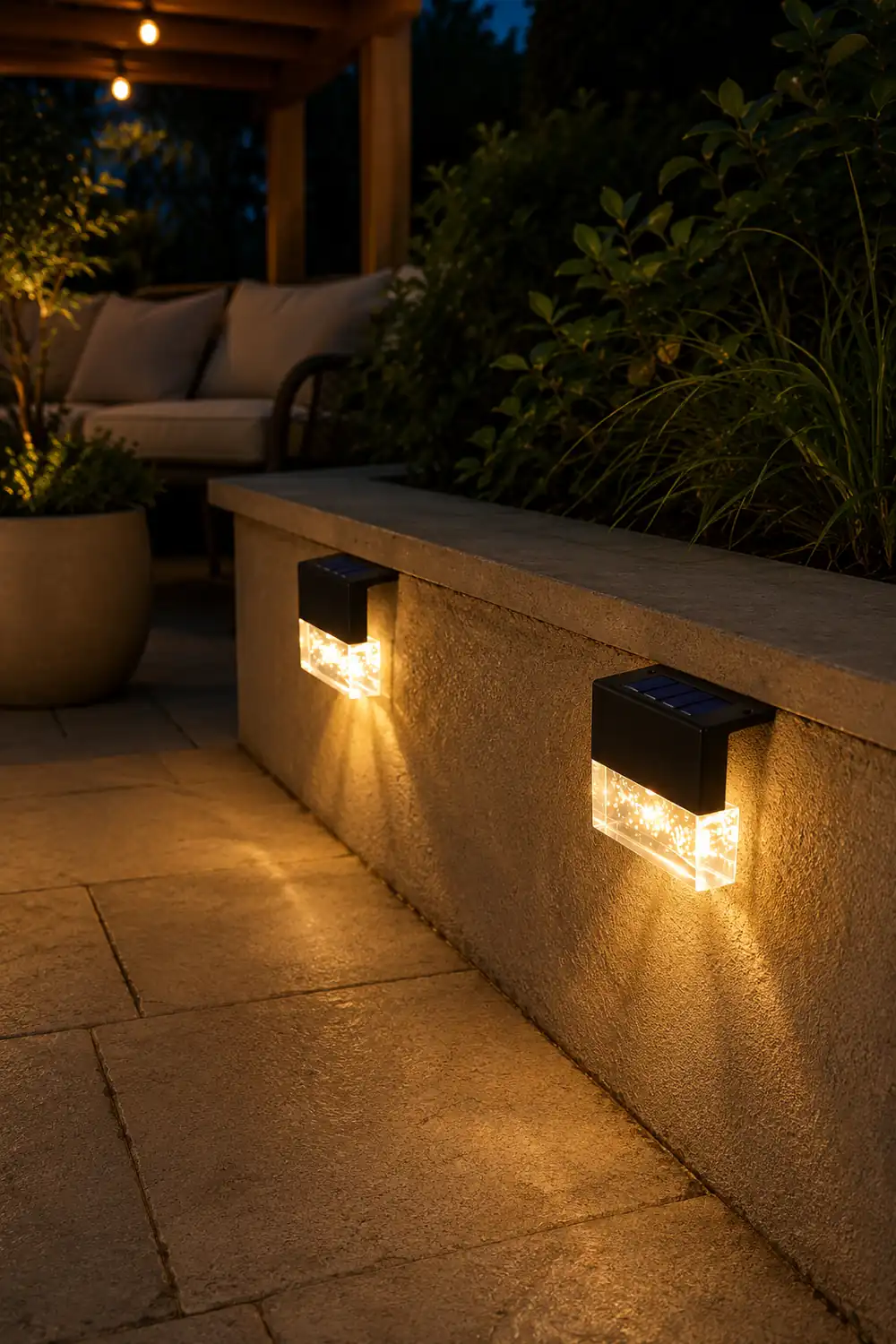 2PCS Solar Sunset Fence Lights RGB LED Outdoor Acrylic Bubbles Step Deck Light - Lumpaz