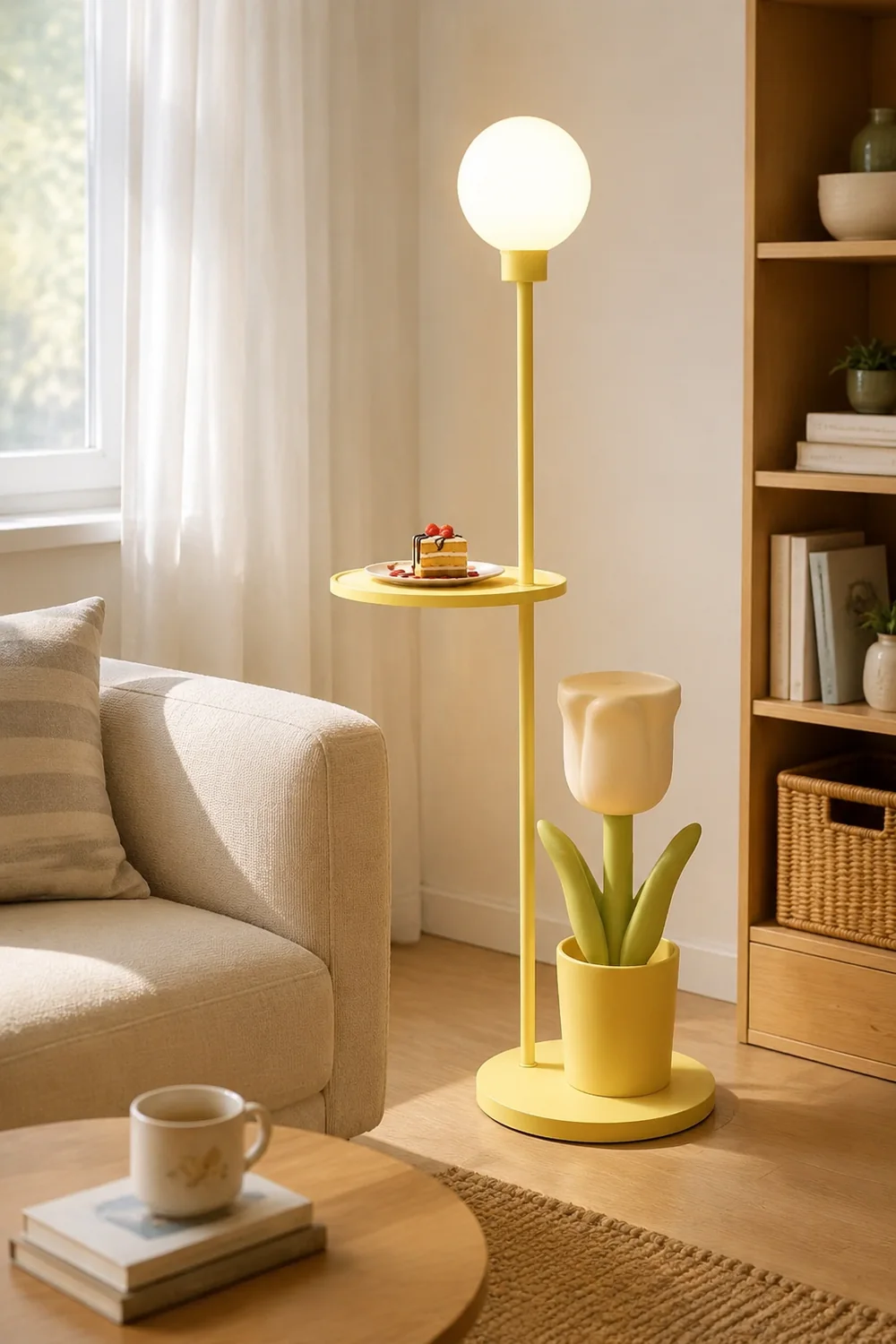 Lily Modern Floor Lamp Pink/Yellow/Purple Metal/Glass Bedroom - Lumpaz