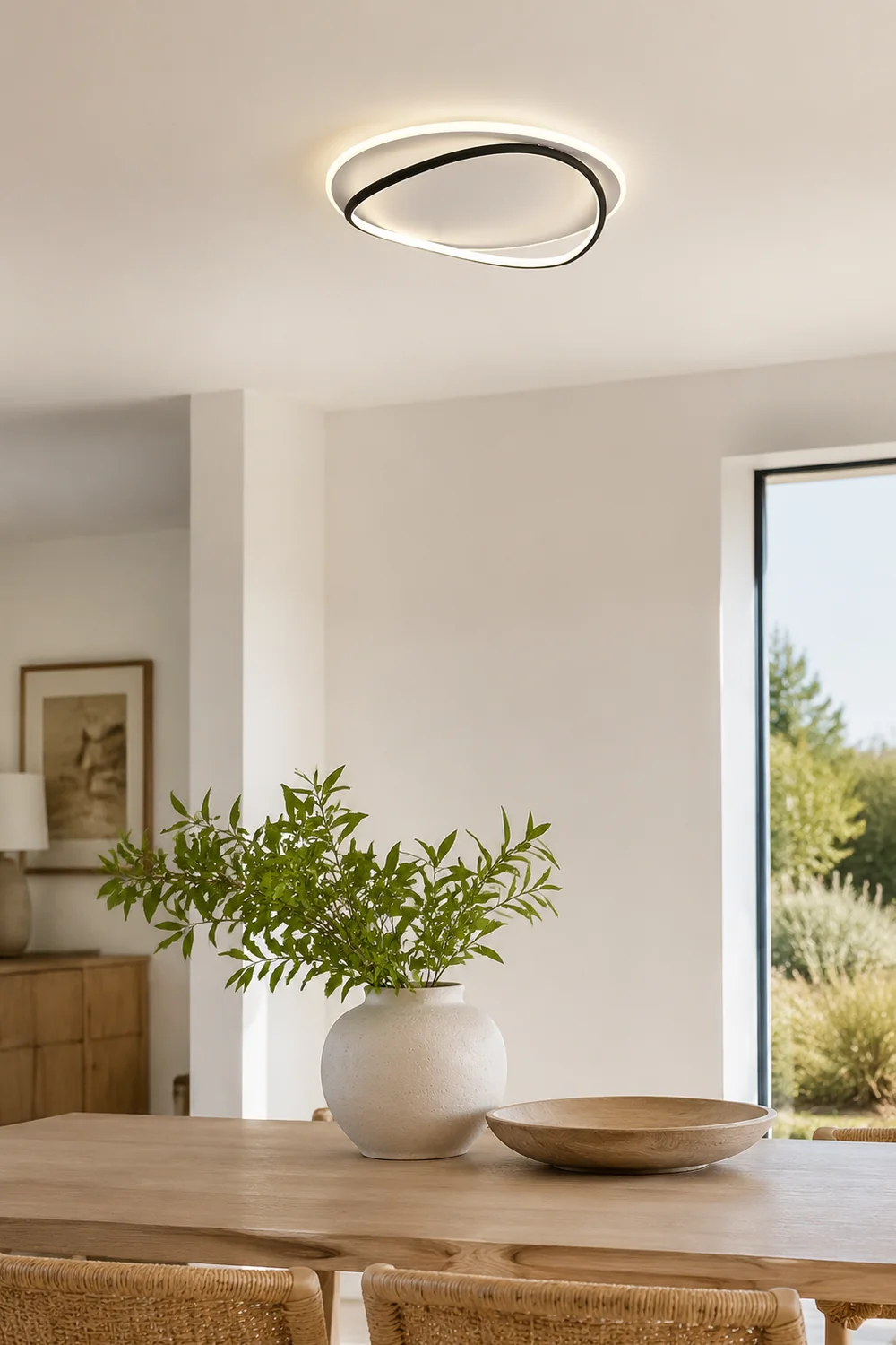 Quinn Flush Mount Ceiling Light Ring Modern, Black/White, Dining Room - Lumpaz