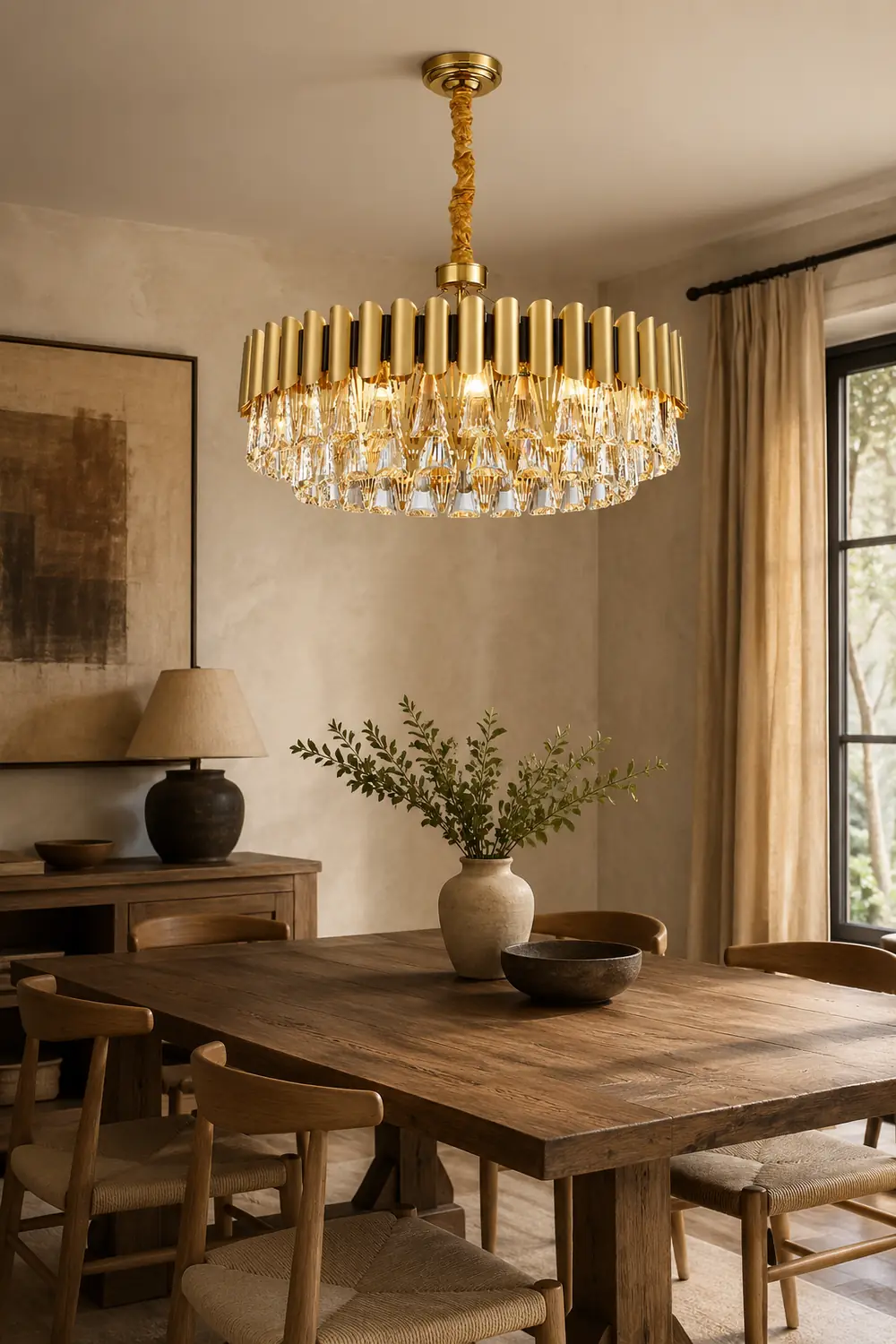 Marilyn Postmodern Nordic Round Gold Crystal Chandelier - Lumpaz
