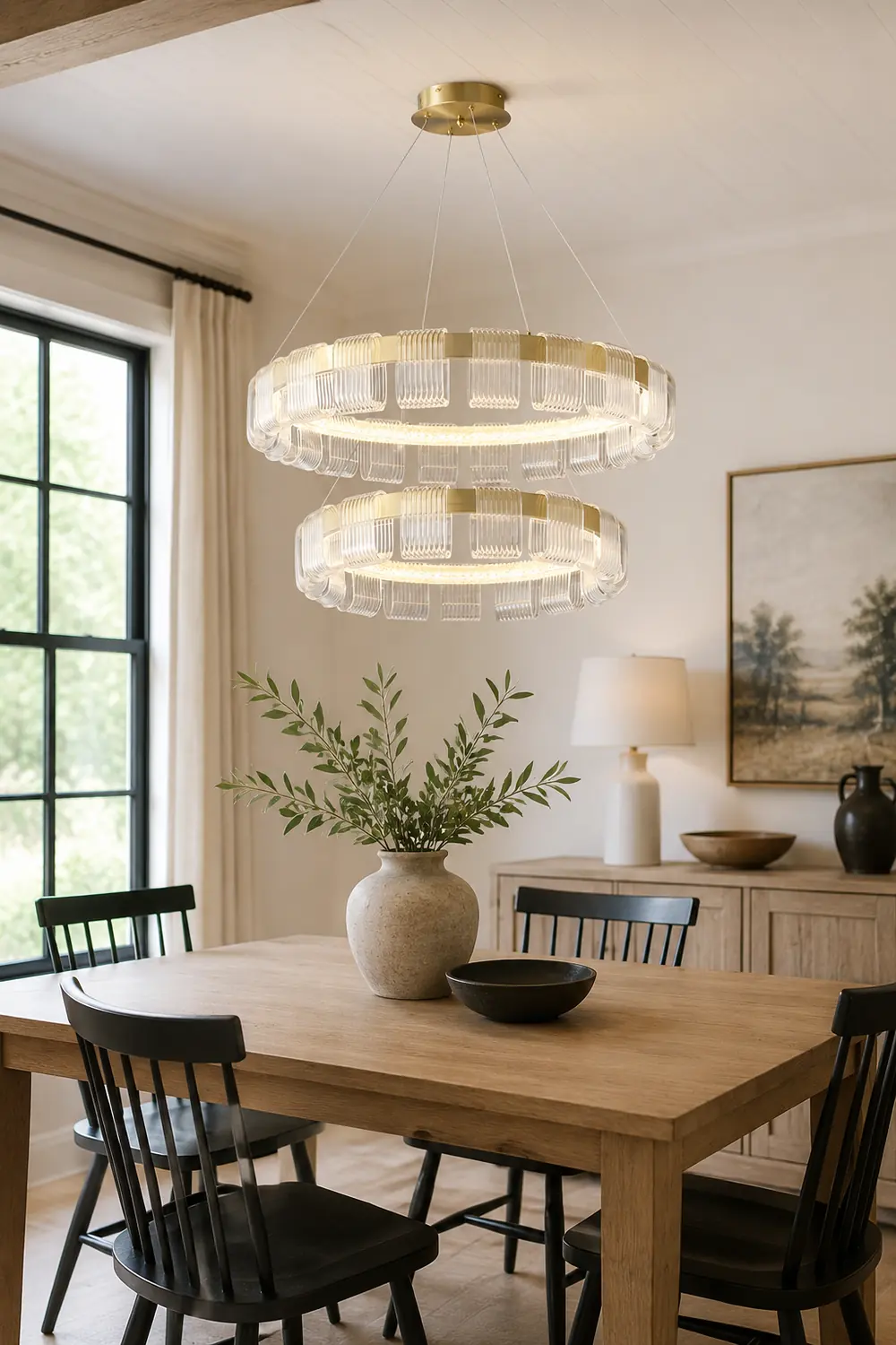 Evette Modern Acrylic Ring Pendant Light, White/Gold - Lumpaz