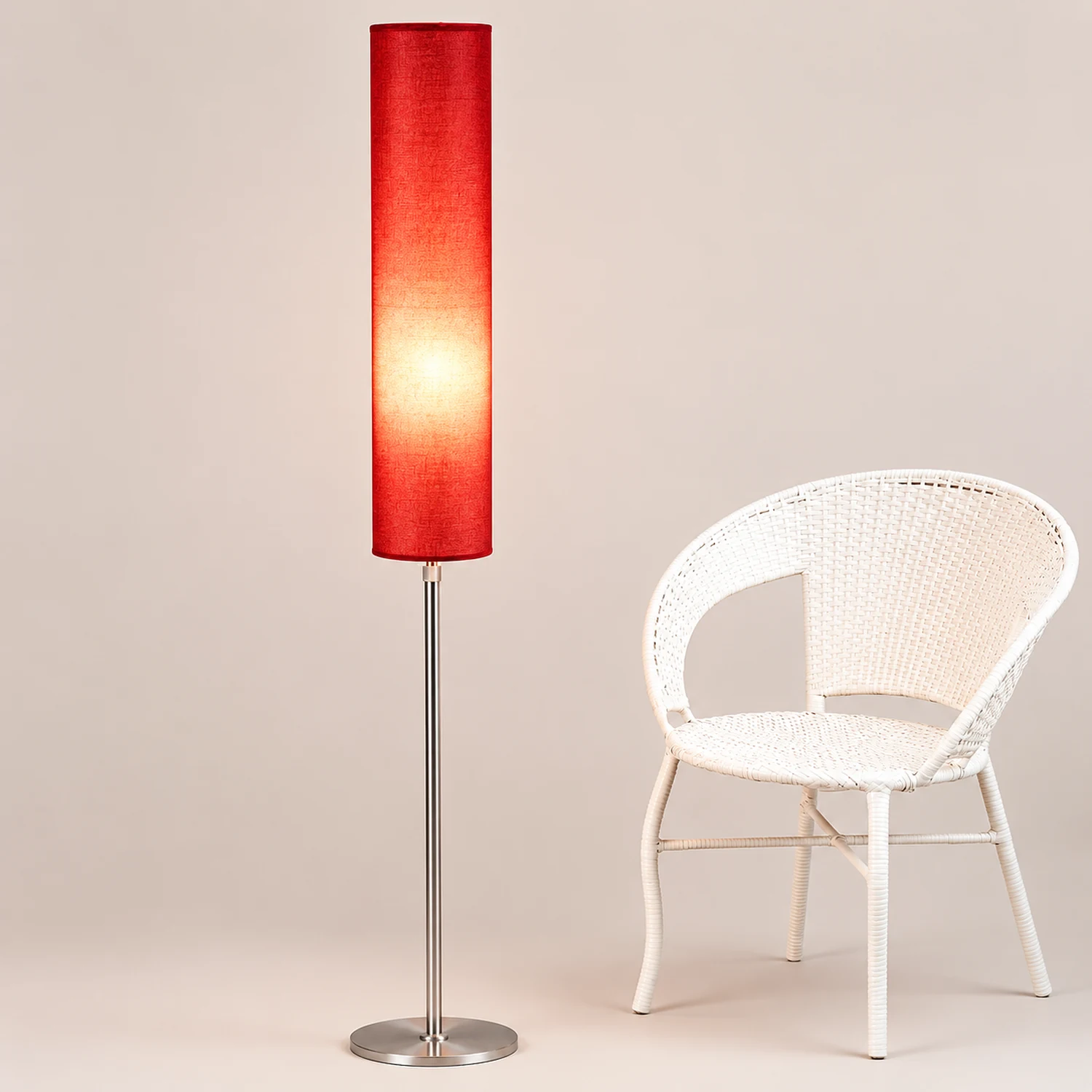 Renée Modern Cylinder Fabric Metal Floor Lamp, White/Red/Brown/Coffee - Lumpaz