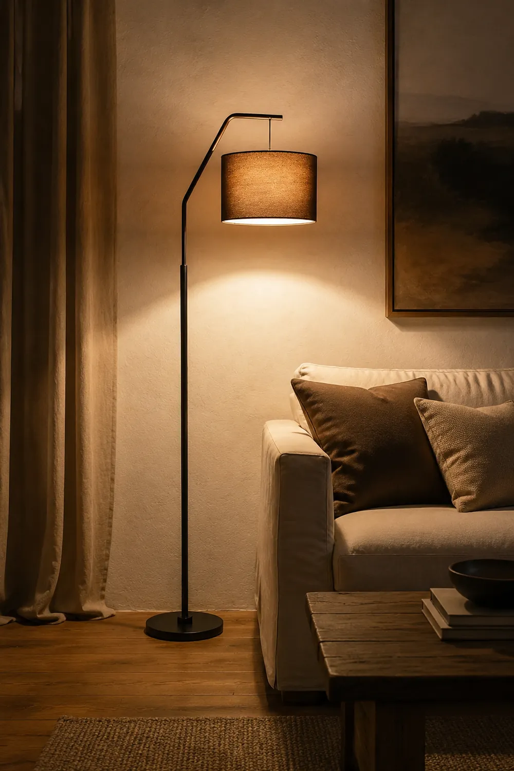 Eryn Cylinder Shape Floor Lamp, Over Arching Floor Lamp, Unique - Lumpaz